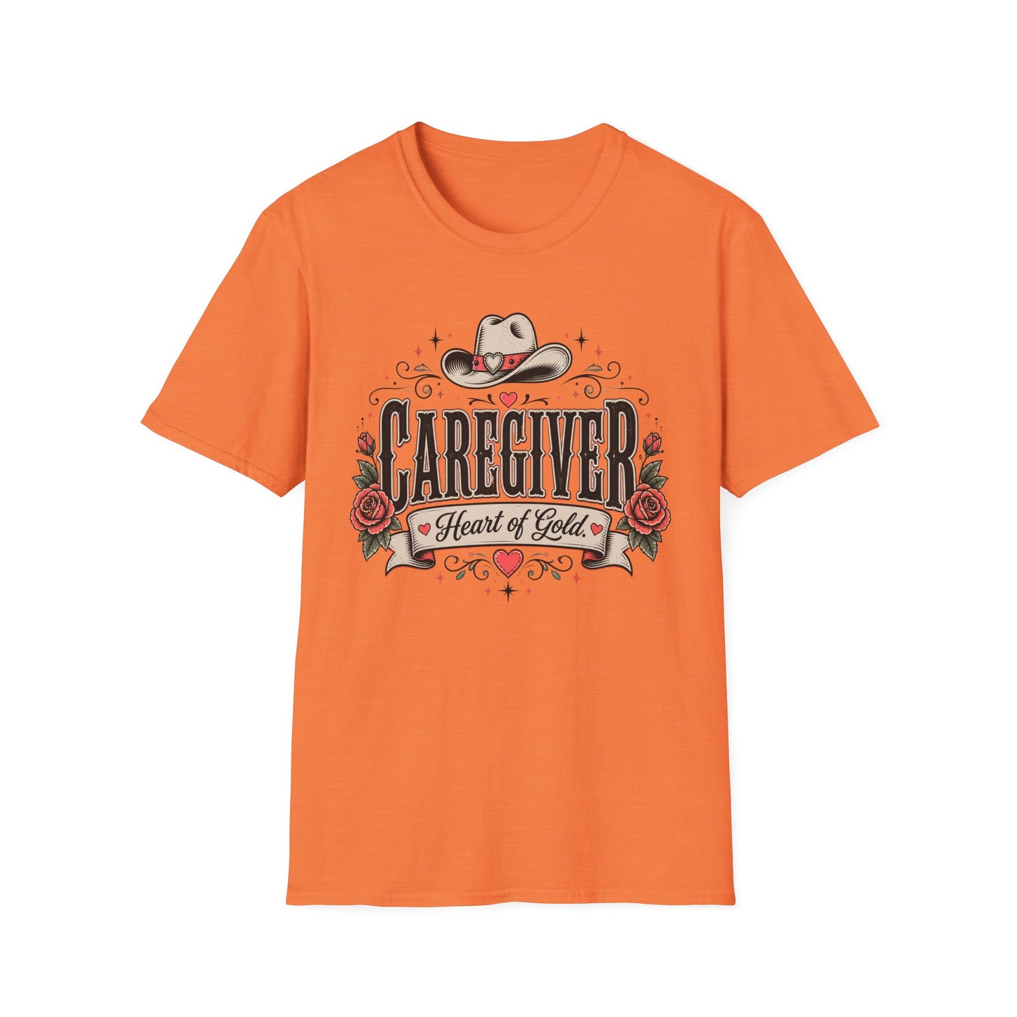 Caregiver T-Shirt — “Heart of Gold” Western Floral Design