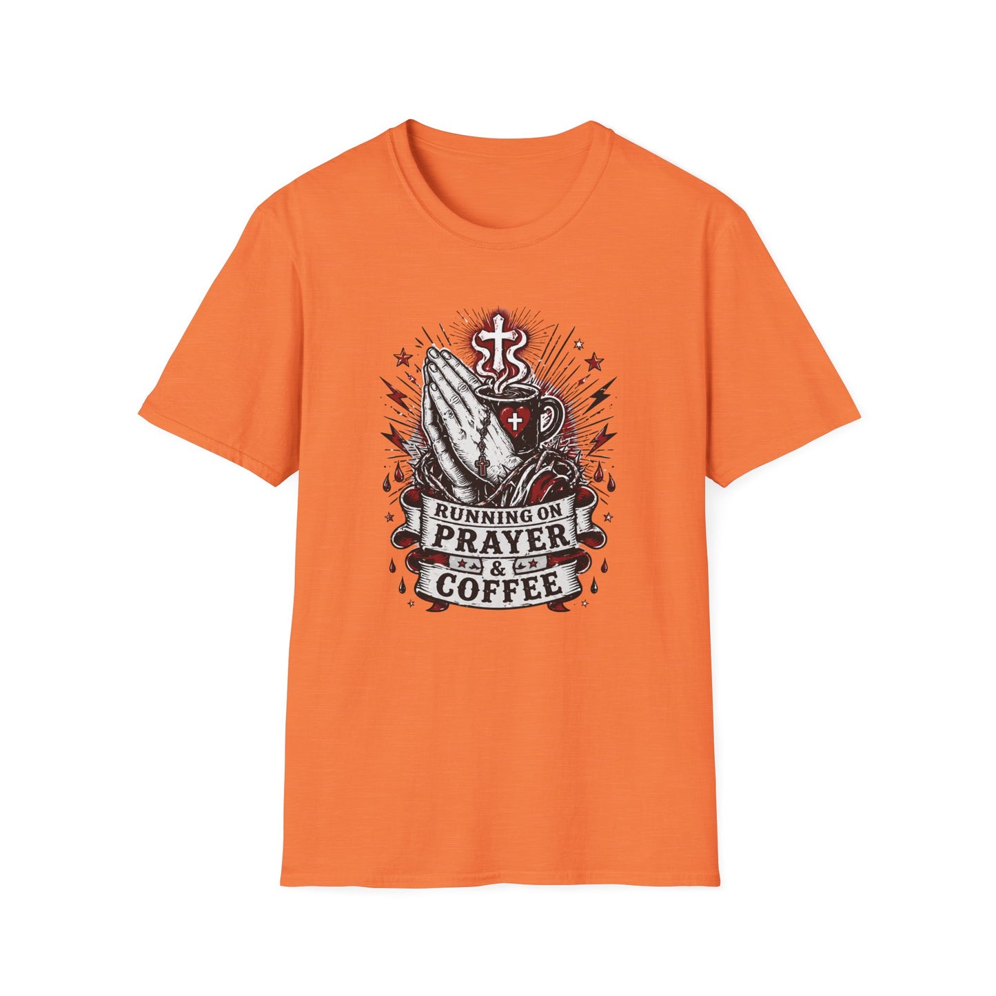 Prayer & Coffee T-Shirt — "Running on Prayer & Coffee" Christian Faith Tee