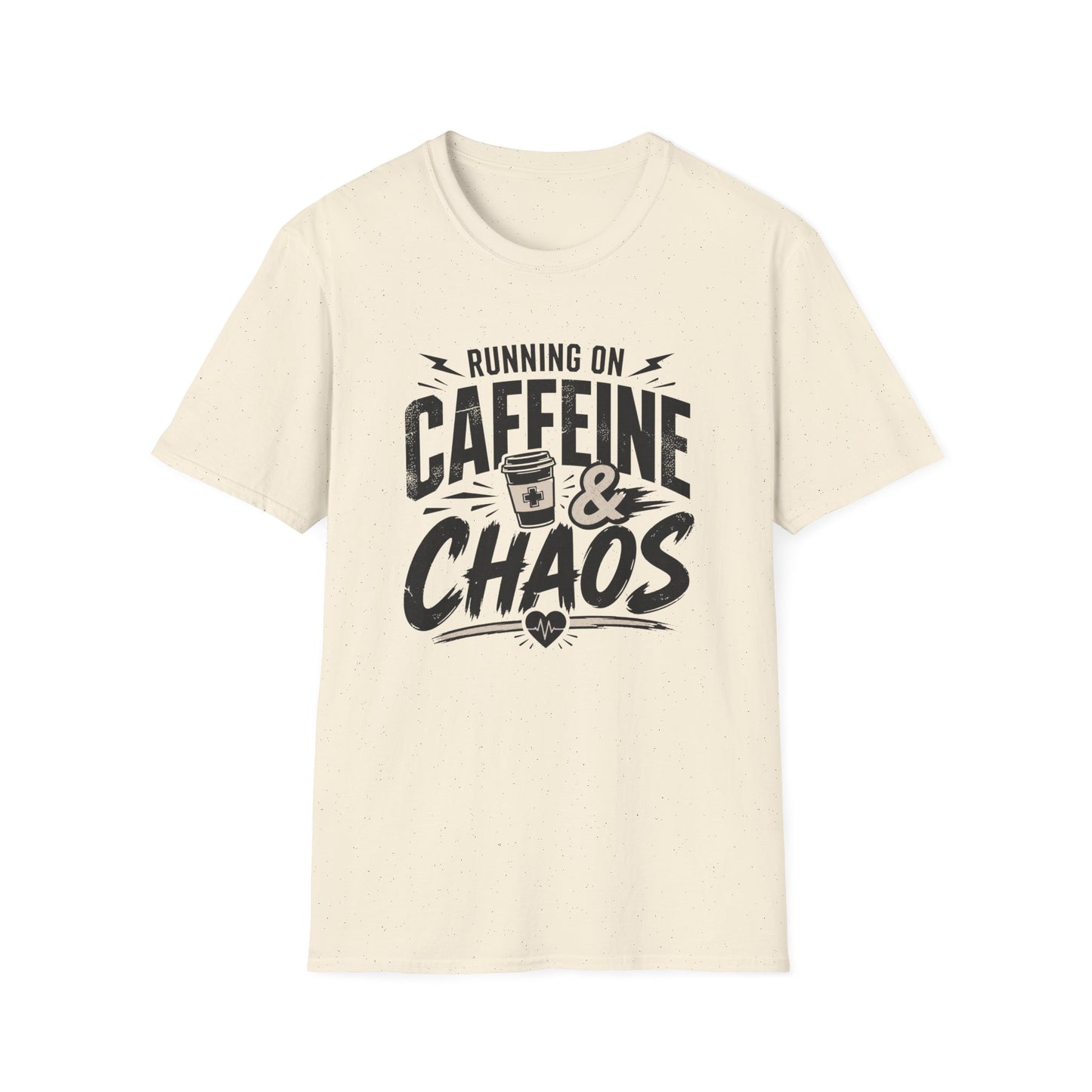Caffeine & Chaos T-Shirt — "Running on Caffeine & Chaos" Funny Coffee Tee