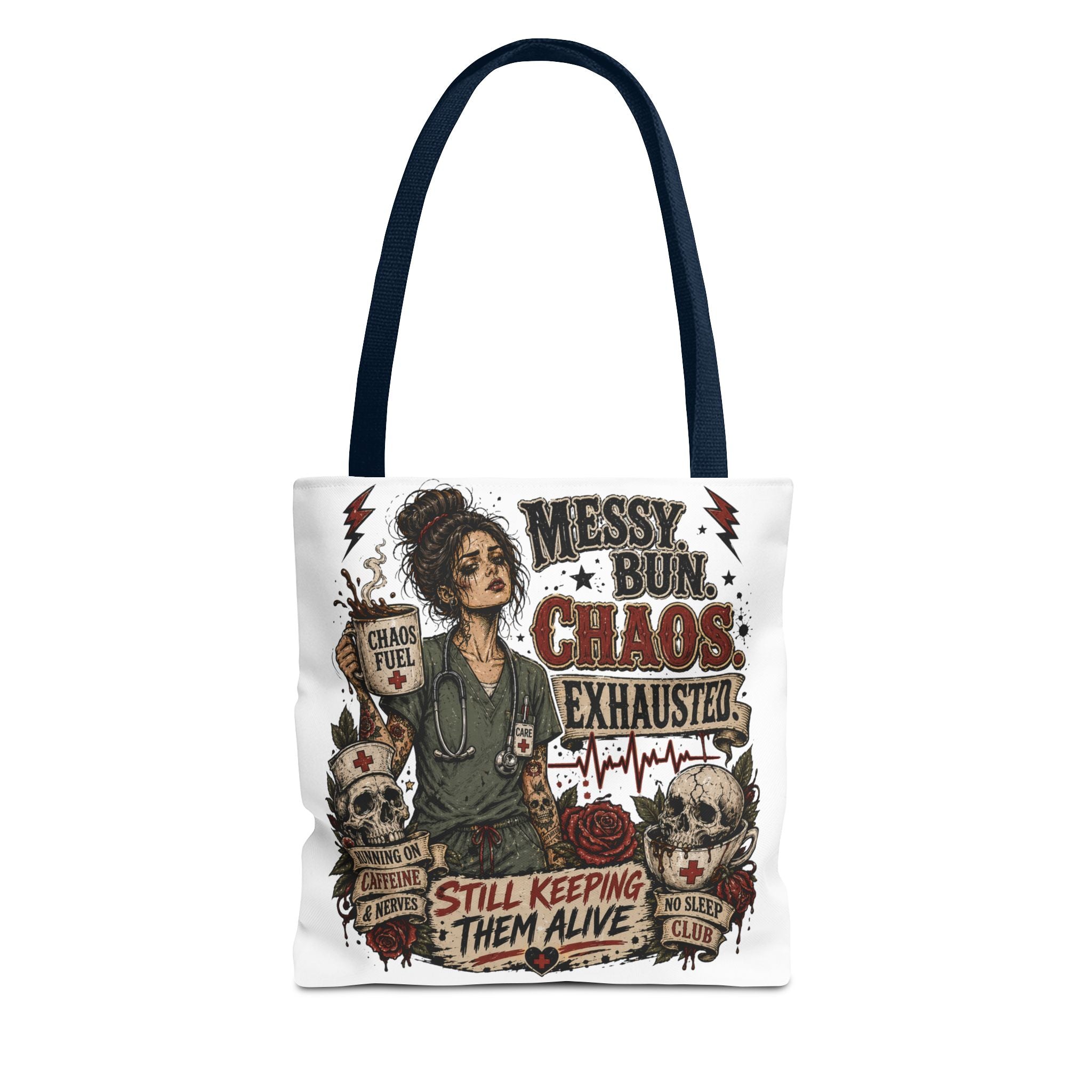 Tote Bag — 'Messy Bun, Chaos, Exhausted'