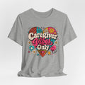 Caregiver Vibes Only T-Shirt — Retro Heart Graphic Tee for Nurses, Caregivers & Healthcare Heroes