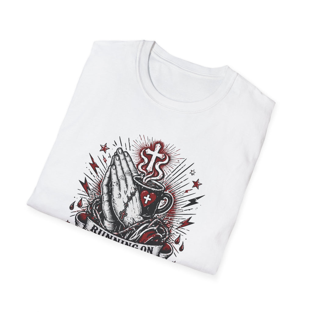 Prayer & Coffee T-Shirt — "Running on Prayer & Coffee" Christian Faith Tee
