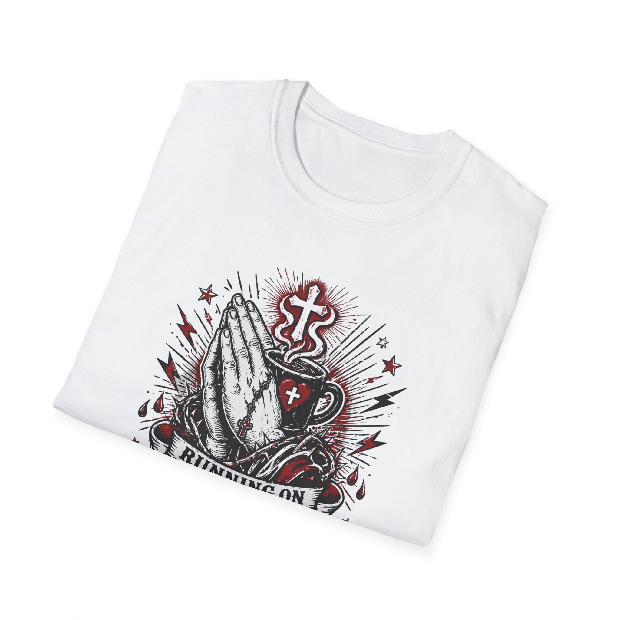 Prayer & Coffee T-Shirt — "Running on Prayer & Coffee" Christian Faith Tee