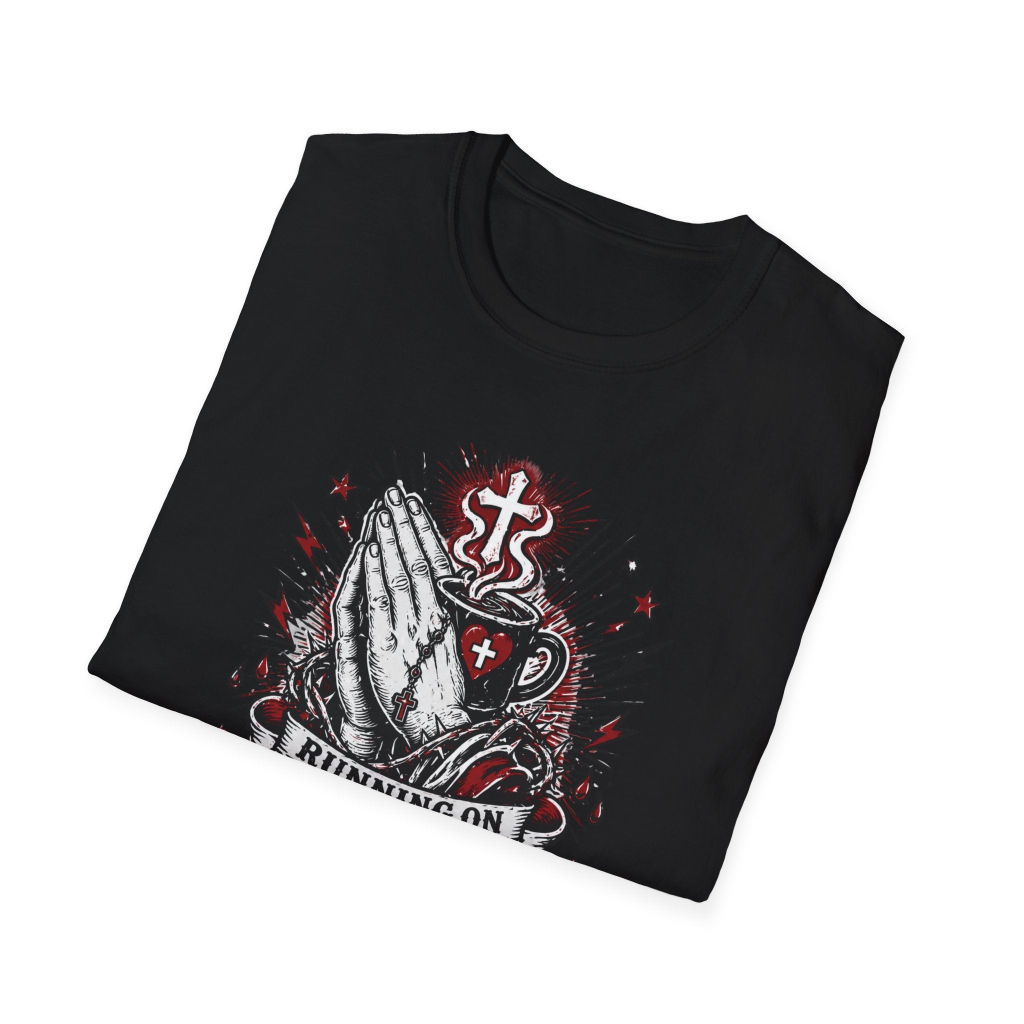 Prayer & Coffee T-Shirt — "Running on Prayer & Coffee" Christian Faith Tee