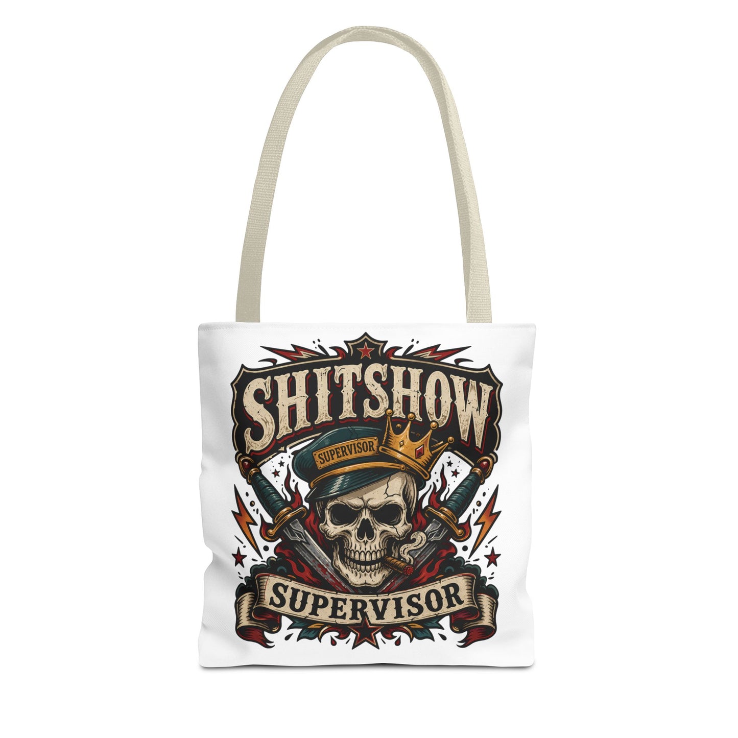 Tote Bag — "Shitshow Supervisor" Skull Graphic Tote