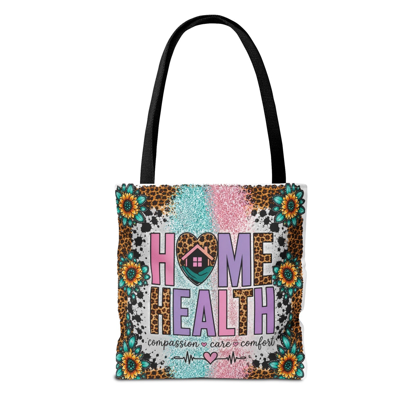 Home Health Tote Bag – 'Compassion • Care • Comfort' Floral Leopard Caregiver Gift