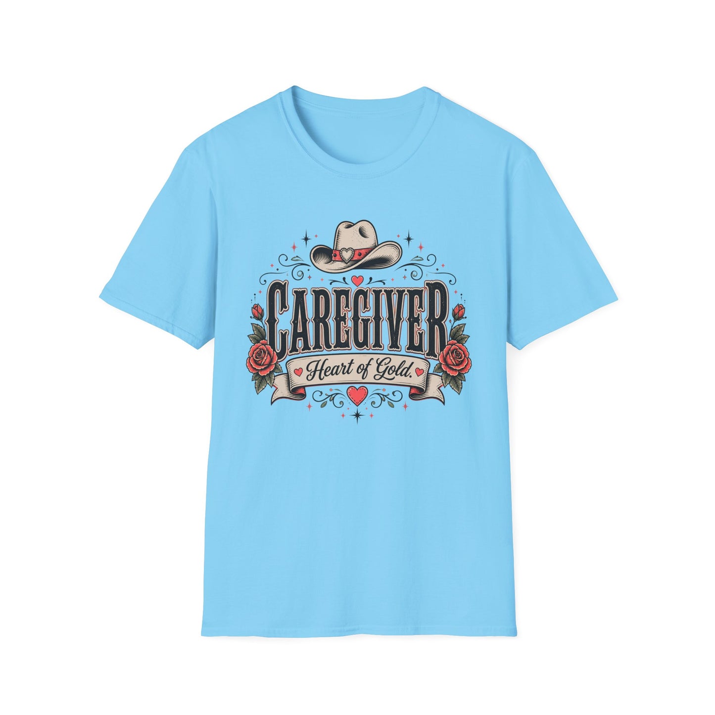 Caregiver T-Shirt — “Heart of Gold” Western Floral Design