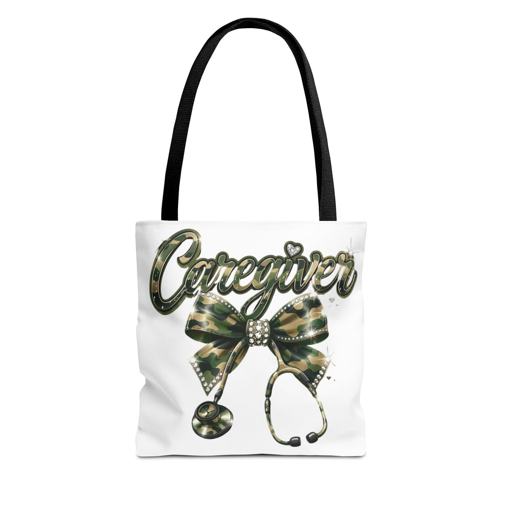Caregiver Camo Bow Tote Bag — Nurse & Caregiver Stethoscope Tote