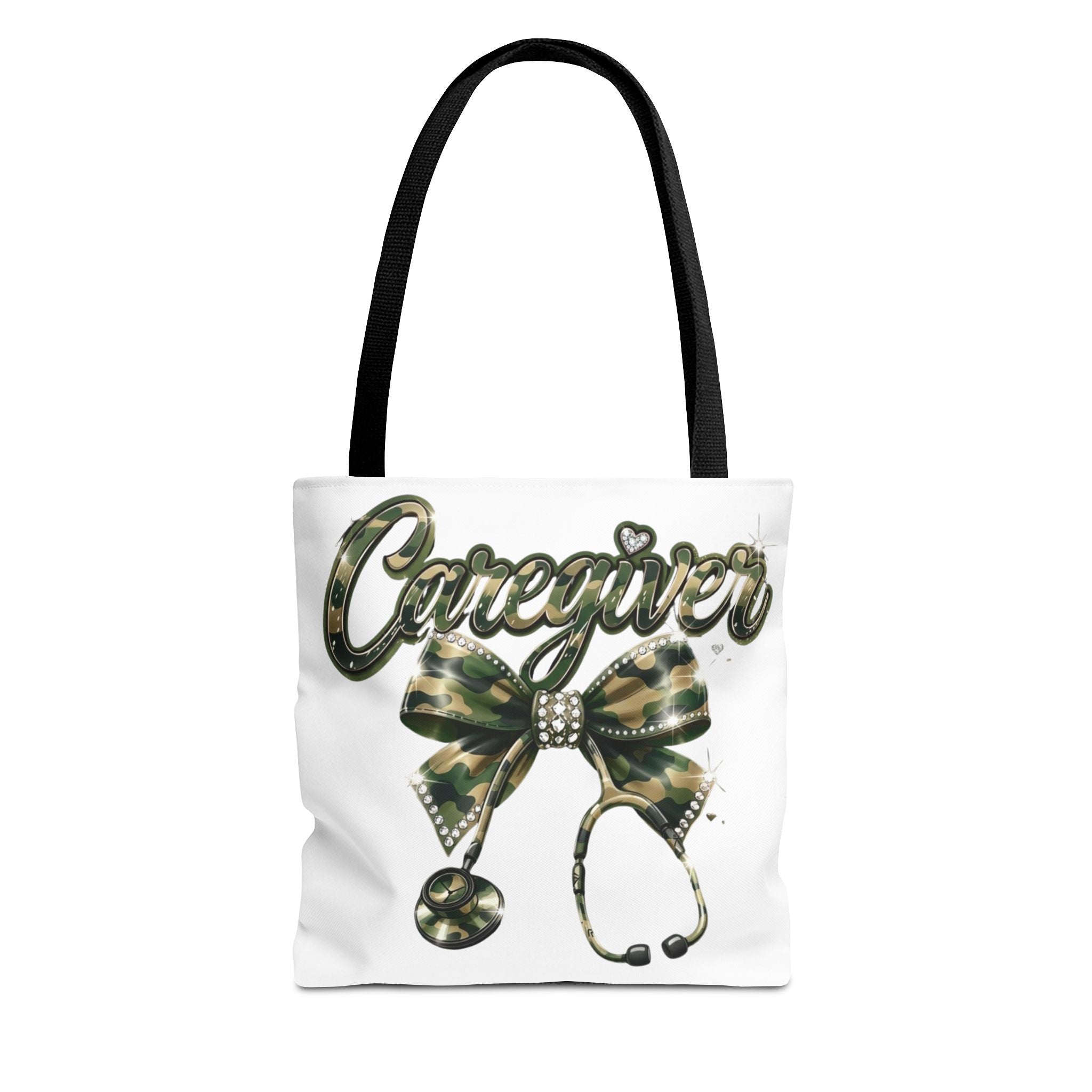 Caregiver Camo Bow Tote Bag — Nurse & Caregiver Stethoscope Tote