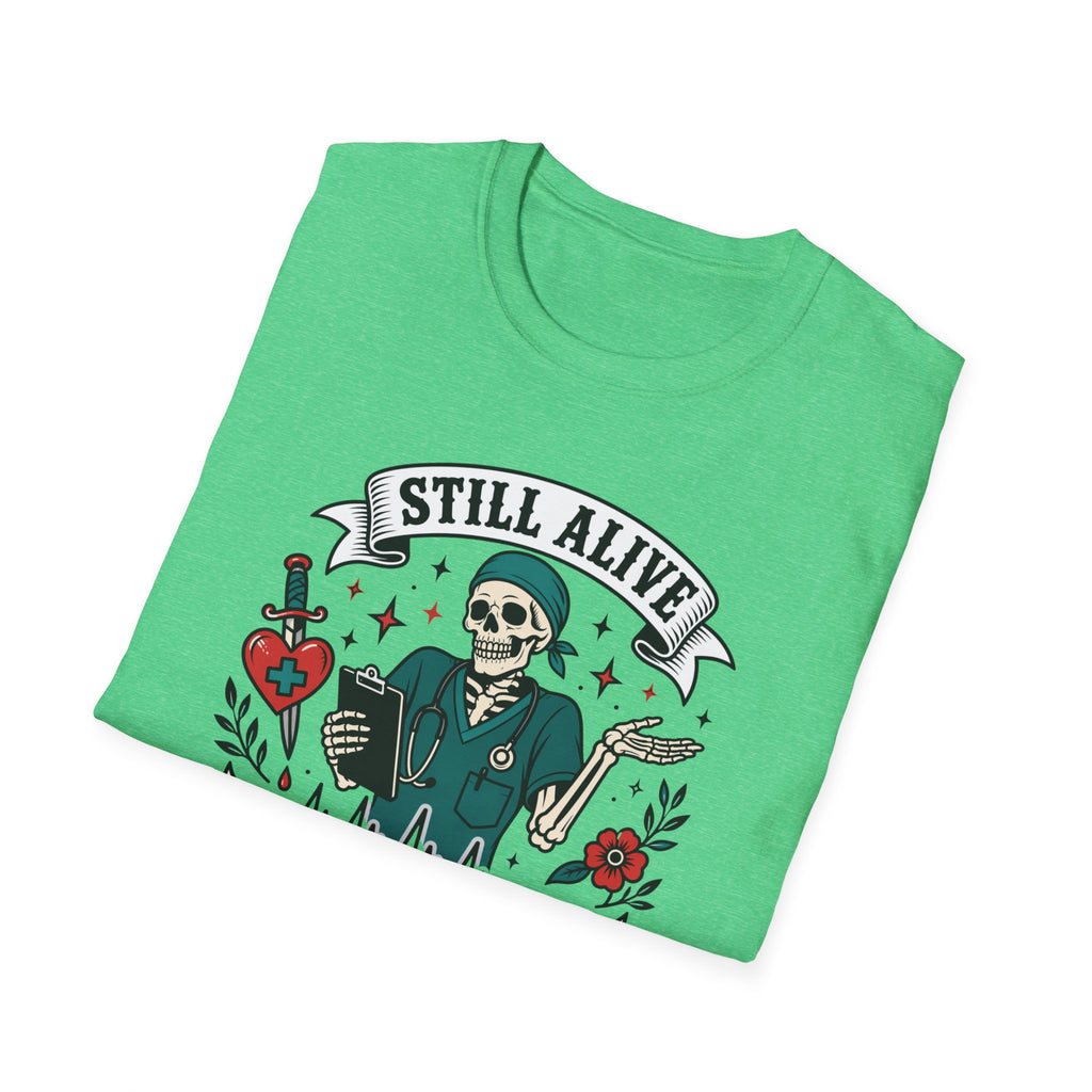 Still Alive Skeleton T-Shirt — "Still Alive You're Welcome" Graphic Tee