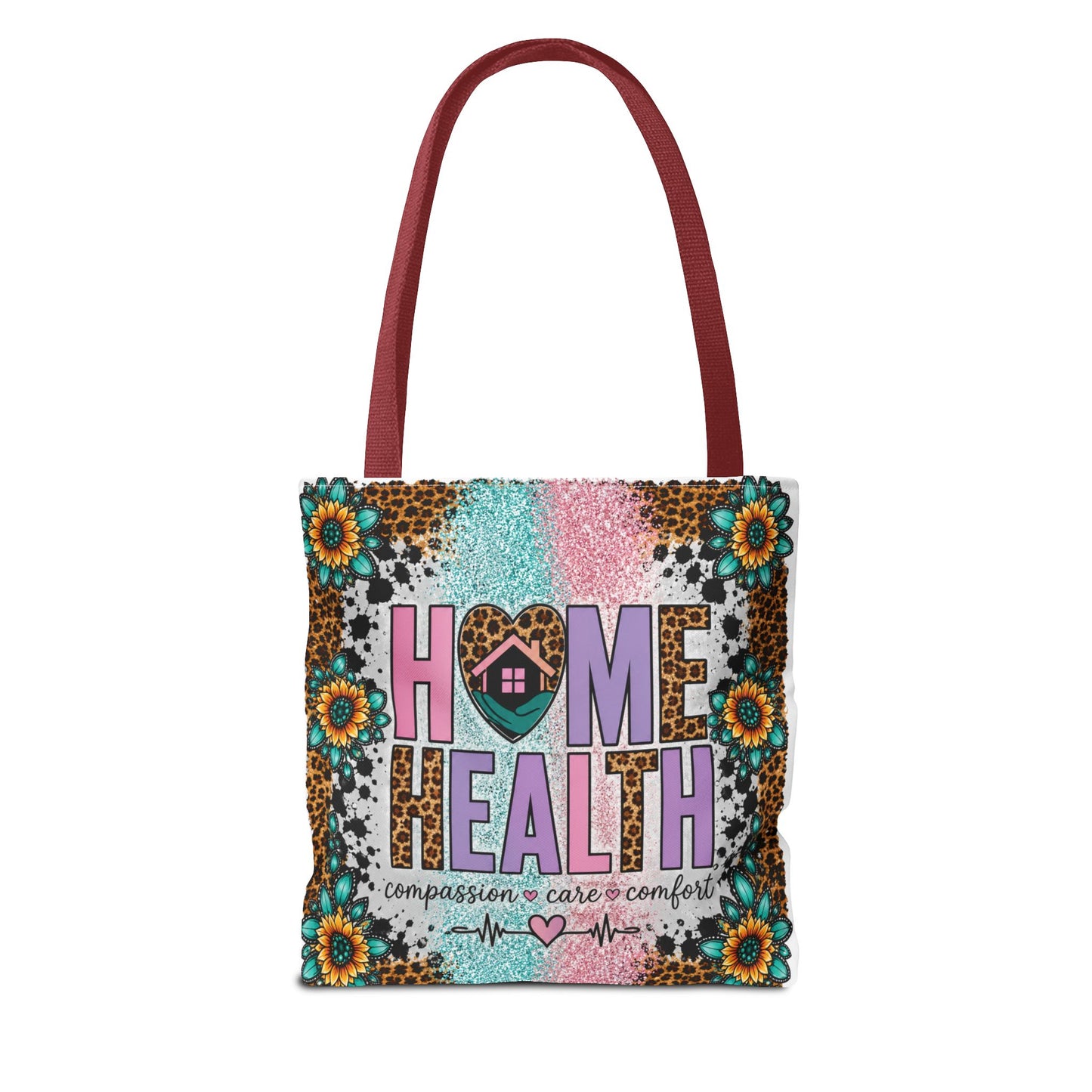 Home Health Tote Bag – 'Compassion • Care • Comfort' Floral Leopard Caregiver Gift