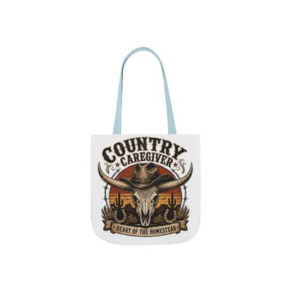 Country Caregiver Tote Bag — Western Skull & Sunset Canvas Tote
