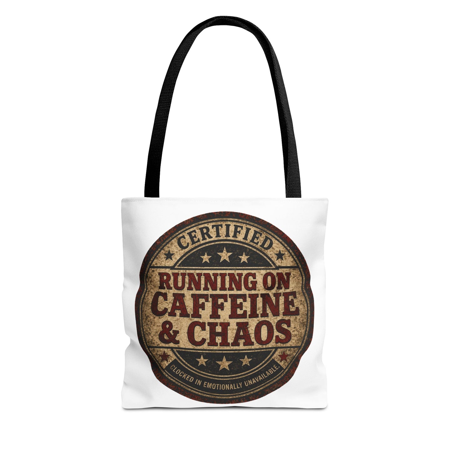 Running on Caffeine & Chaos Tote Bag "Running on Caffeine & Chaos tote bag — funny caregiver nurse gift bag"