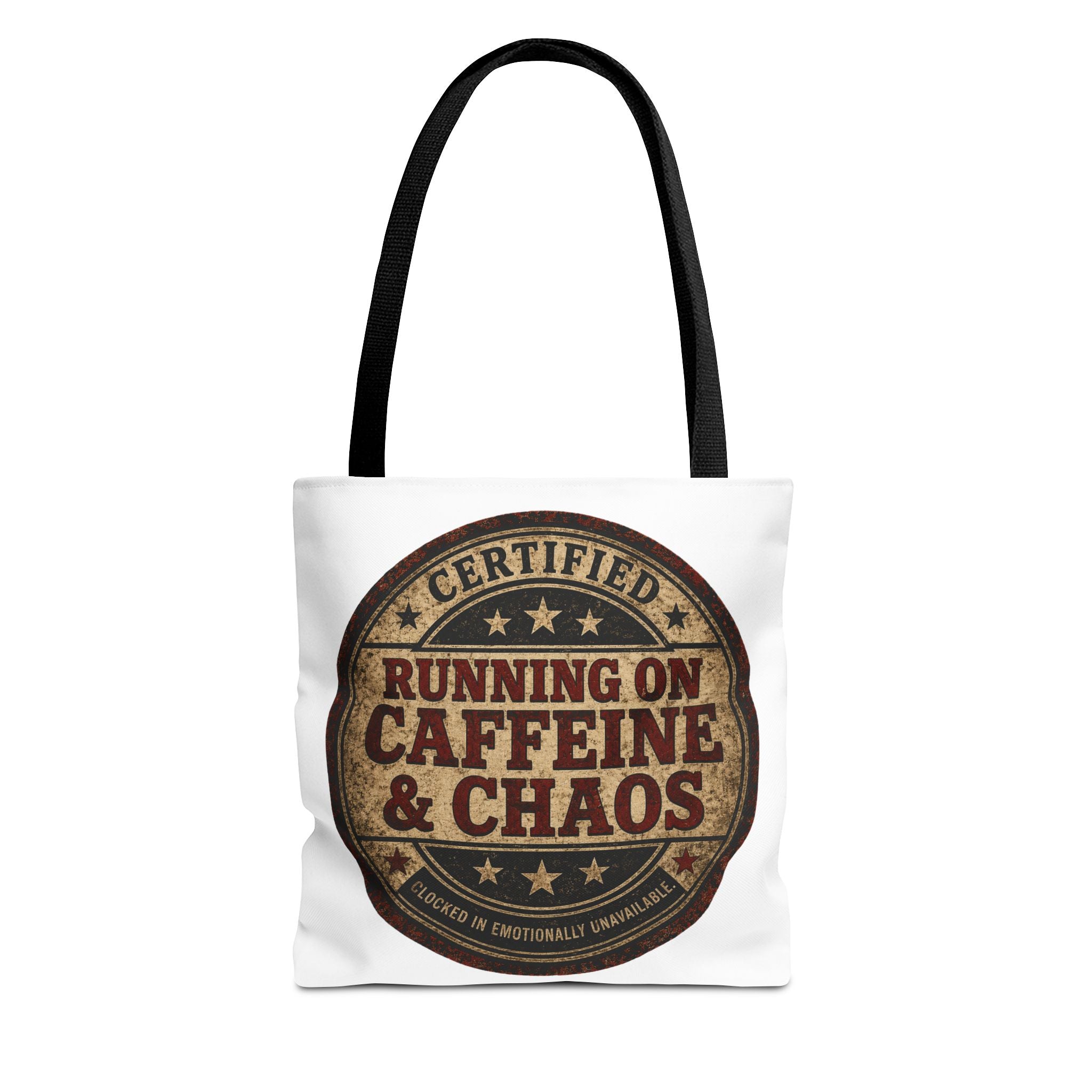 Running on Caffeine & Chaos Tote Bag "Running on Caffeine & Chaos tote bag — funny caregiver nurse gift bag"