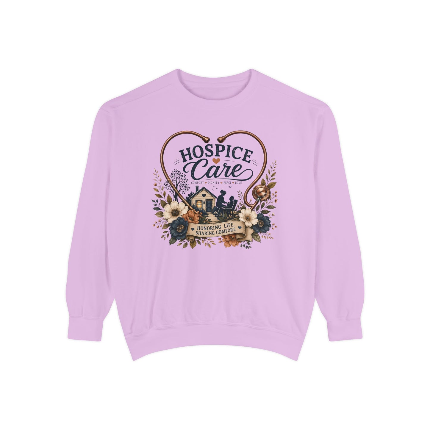 Hospice Care Floral Sweatshirt — Comfort & Compassion Crewneck