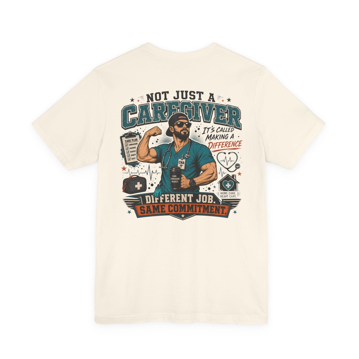 Paramedic T-Shirt – "Not Just a Caregiver" Back Print, Proud Men Health Care