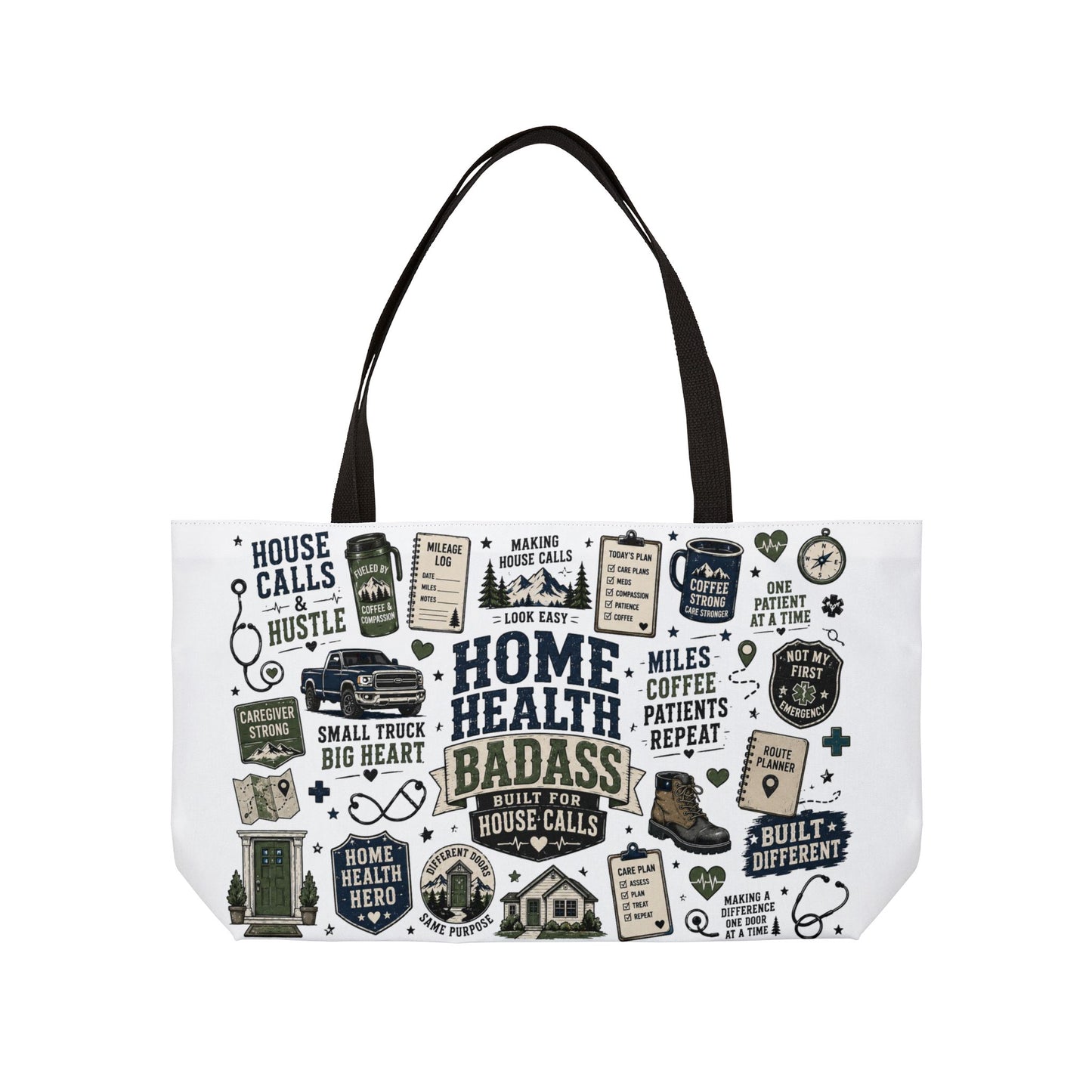 Home Health Tote Bag — "Home Health Care Badass" Nurse Weekender Tote