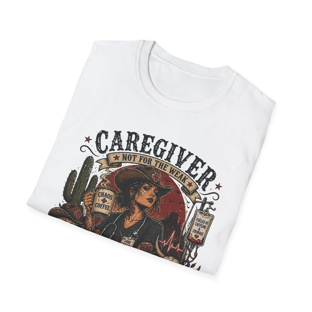 Caregiver Cowboy T-Shirt — "Caregiver: Still Showing Up" Graphic Tee