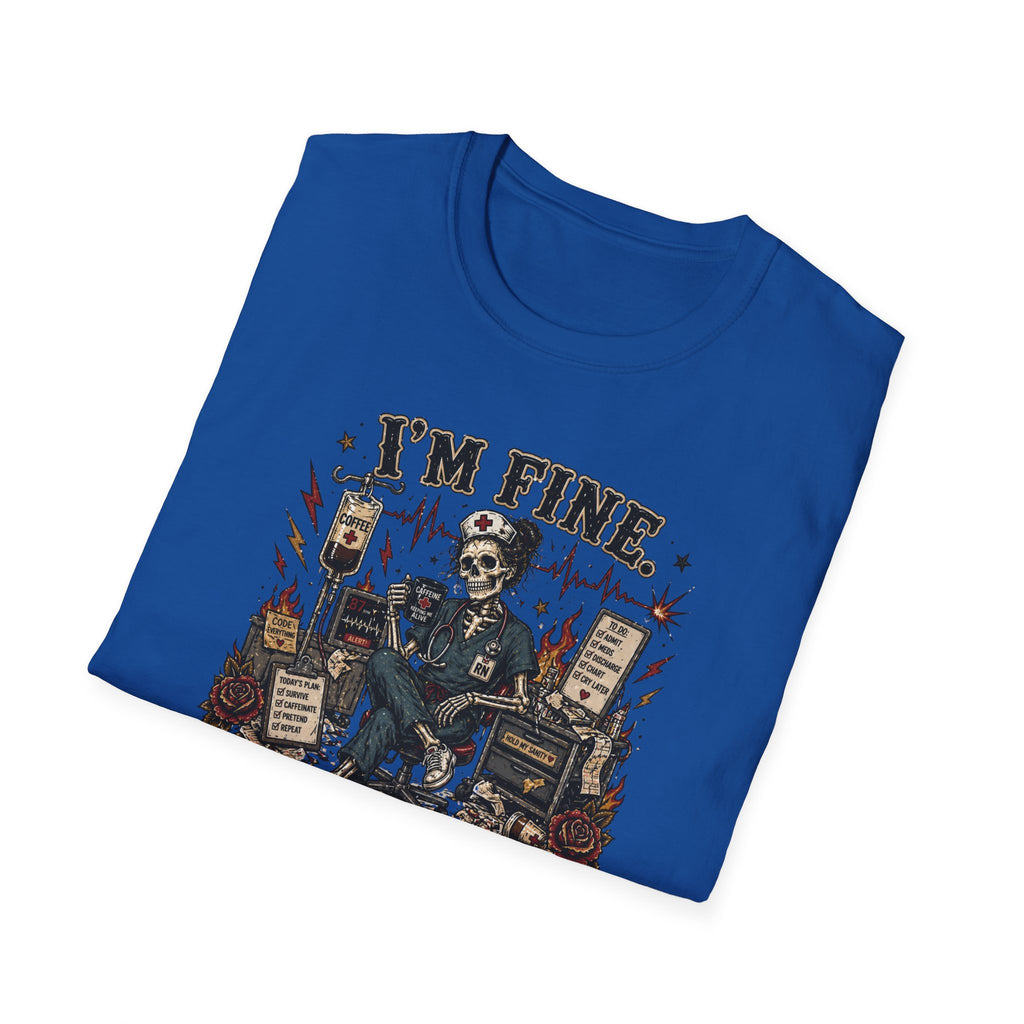 I'm Fine This Is Fine T-Shirt — Dark Humor Skeleton Graphic Tee