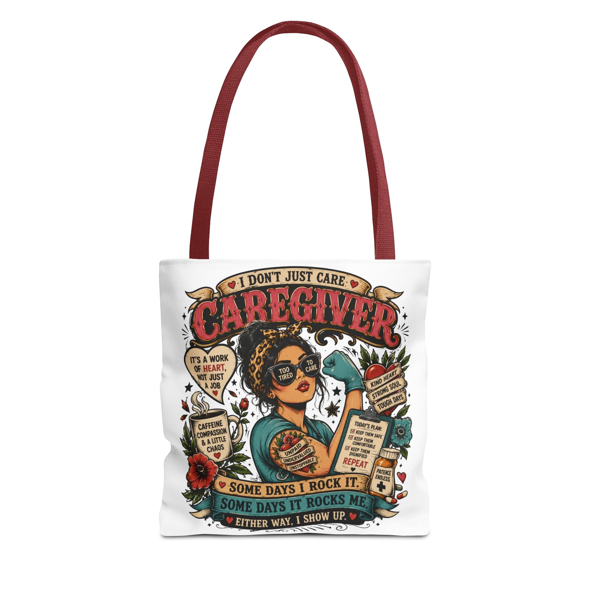 Caregiver Tote Bag – Retro  Caregiver Gift with 'I Don’t Just Care'