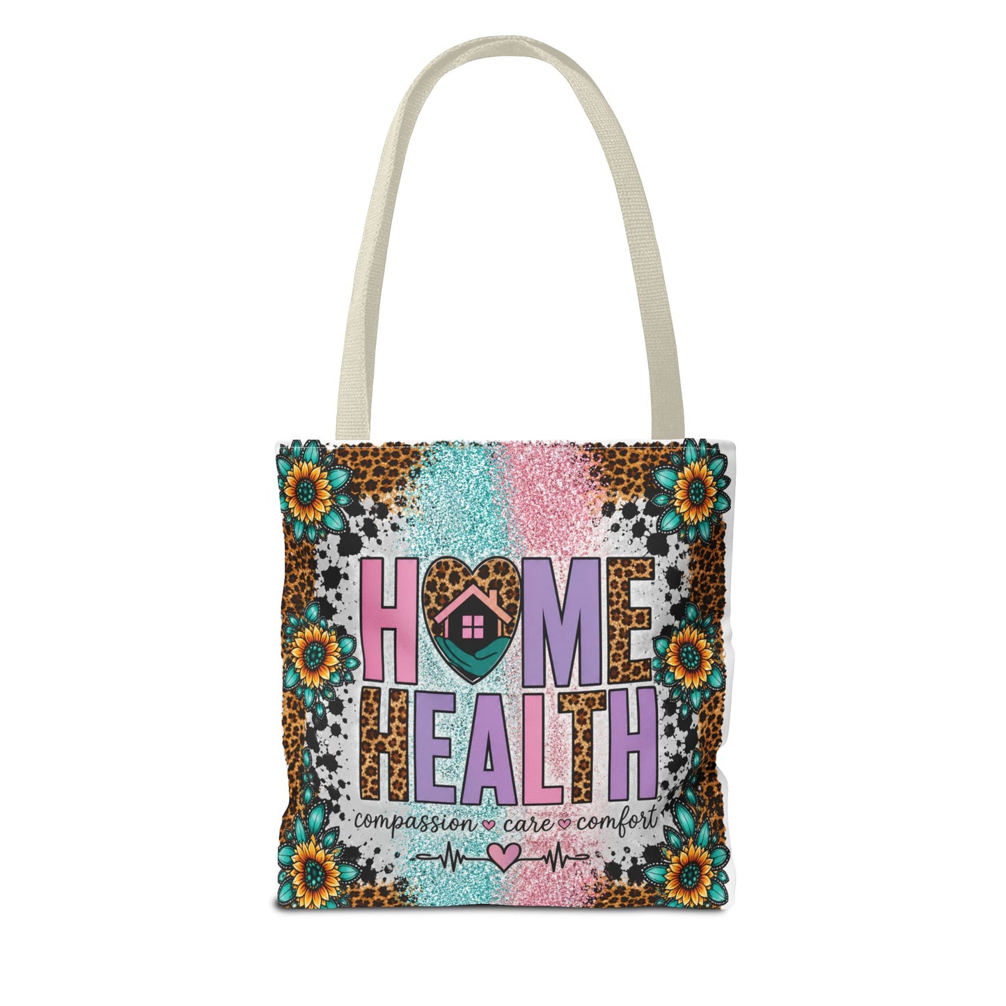 Home Health Tote Bag – 'Compassion • Care • Comfort' Floral Leopard Caregiver Gift