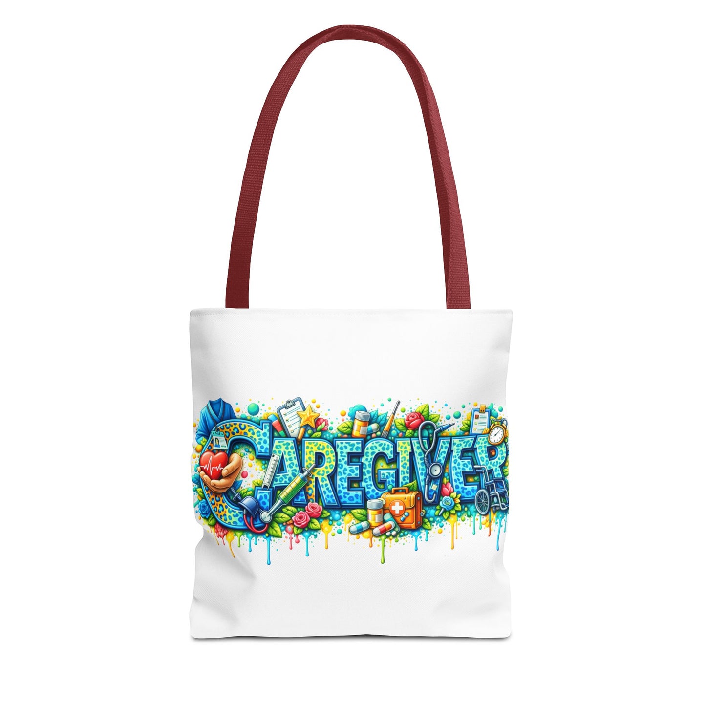 Caregiver Graffiti Tote Bag - Colorful Heartfelt Support Gift