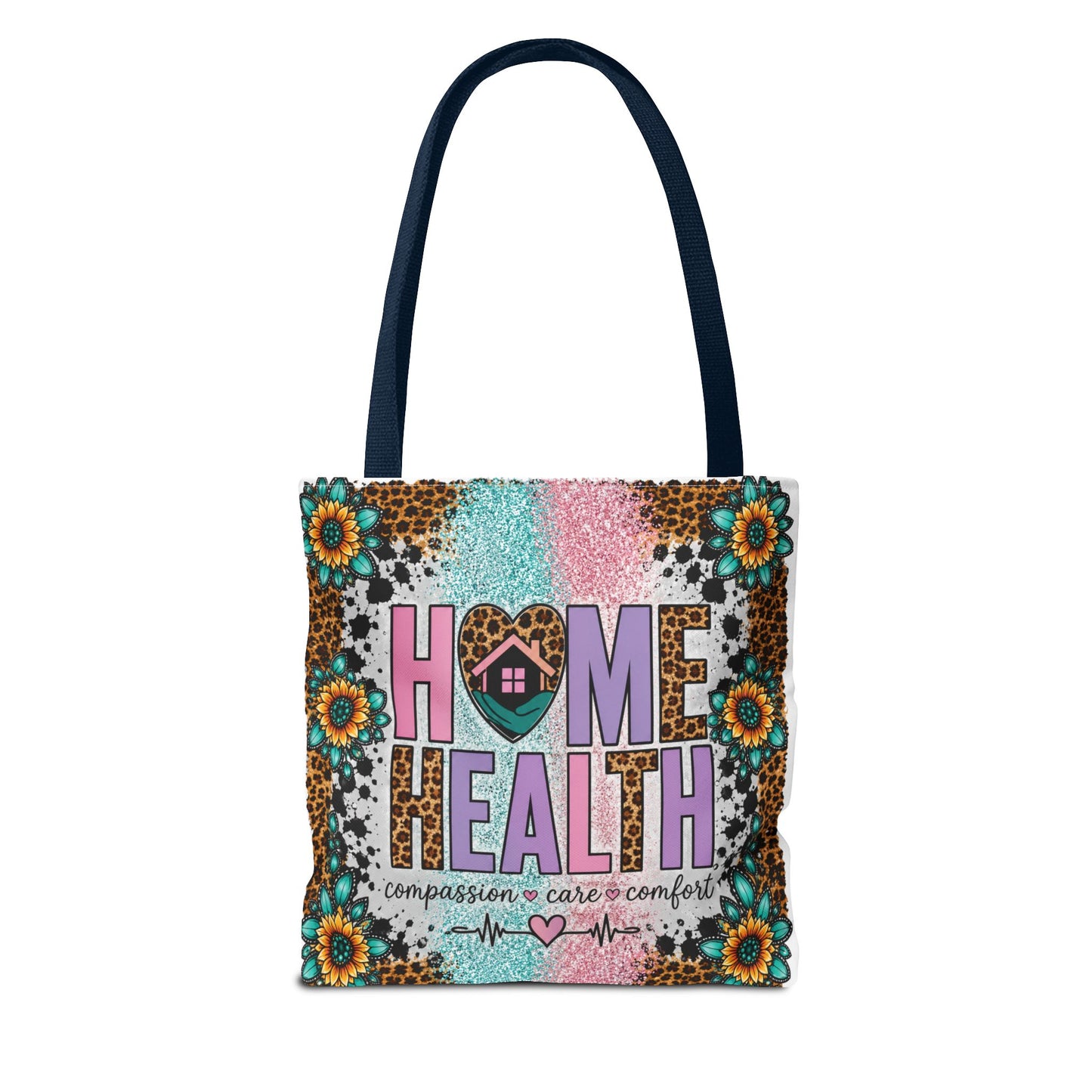 Home Health Tote Bag – 'Compassion • Care • Comfort' Floral Leopard Caregiver Gift