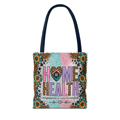 Home Health Tote Bag – 'Compassion • Care • Comfort' Floral Leopard Caregiver Gift