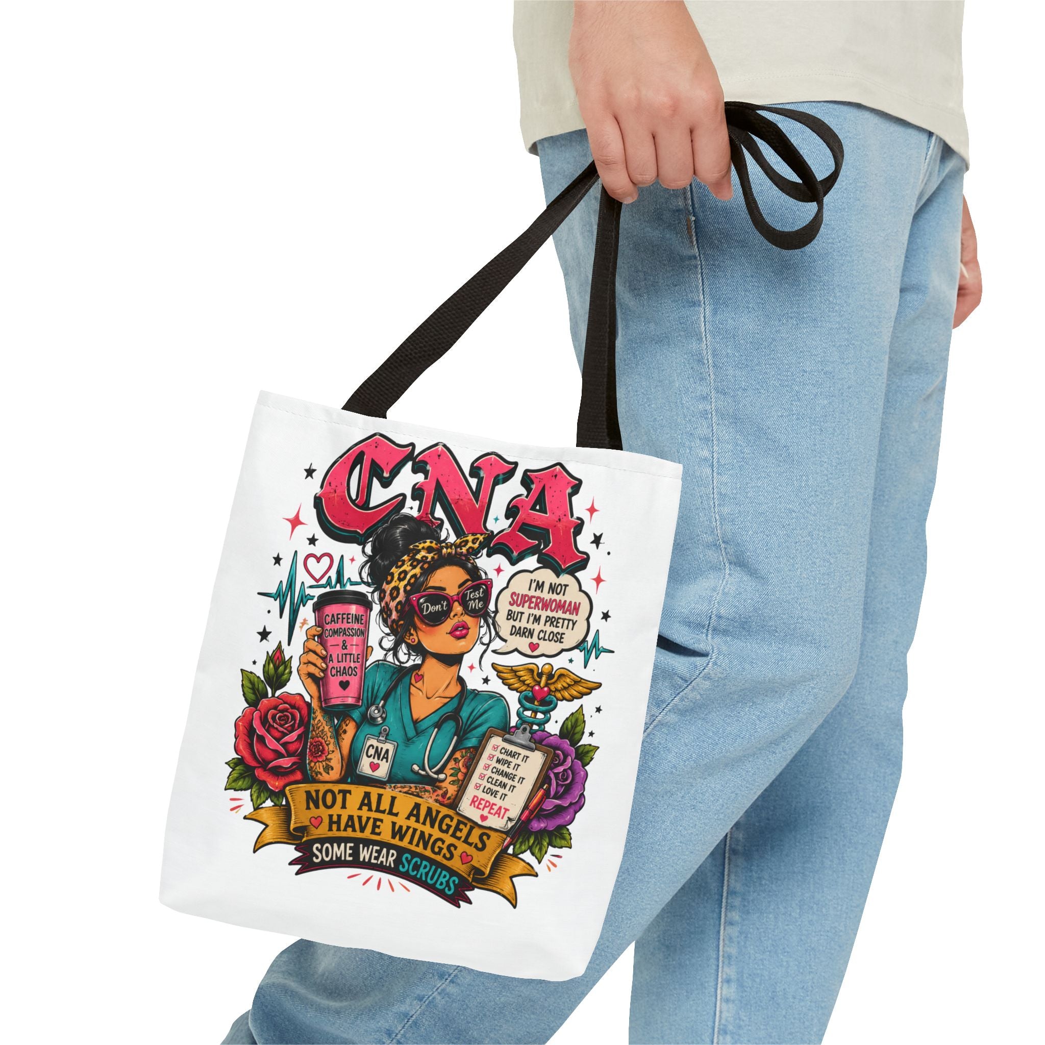 CNA Tote Bag - 'Not All Angels Have Wings, Some Wear Scrubs'