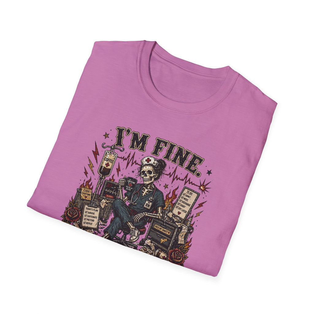 I'm Fine This Is Fine T-Shirt — Dark Humor Skeleton Graphic Tee