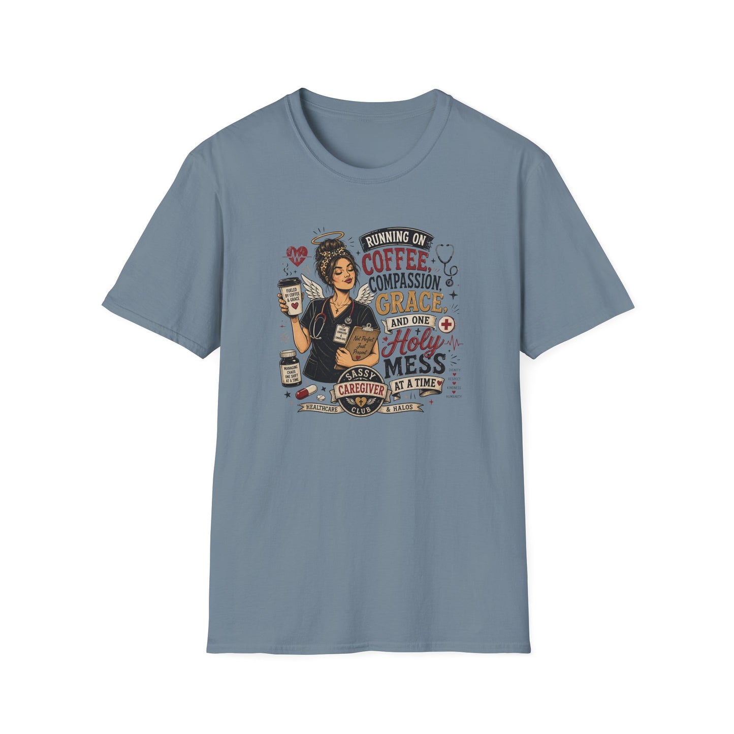 T-Shirt — 'Drink More Coffee, Compassion, Grace' Christian