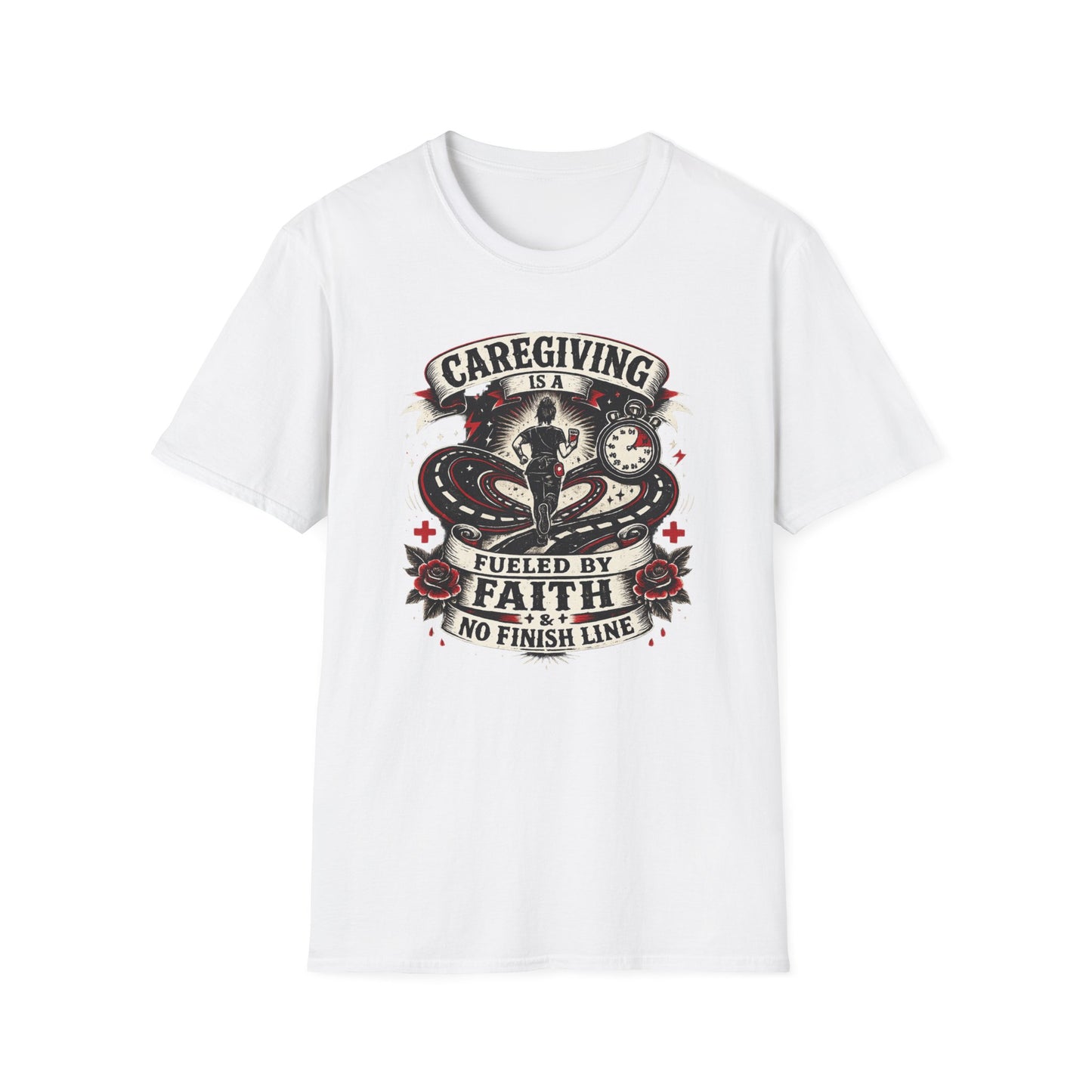 Caregiving T-Shirt — "Caregiving is a Journey Fueled by Faith" Graphic Tee
