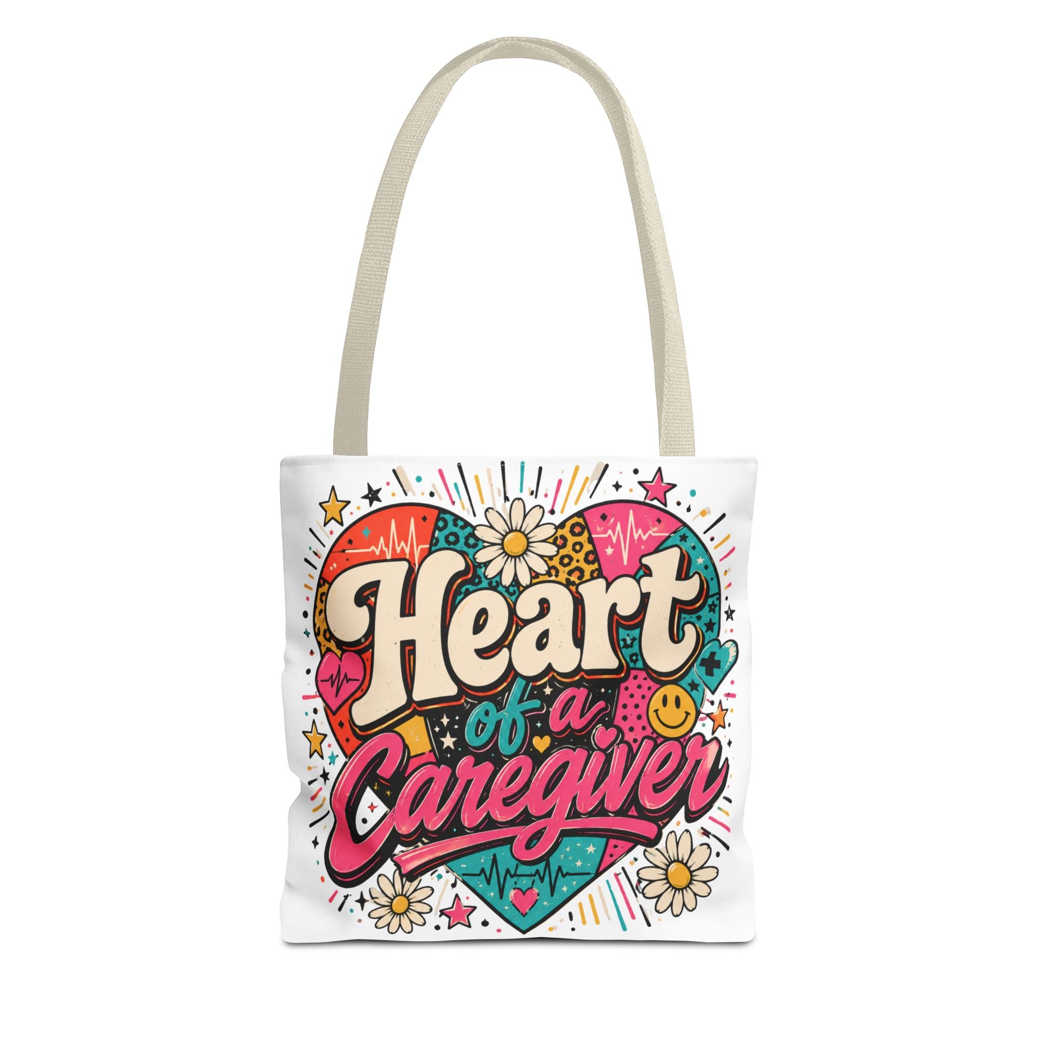 Tote Bag — "Heart of a Caregiver" Colorful Heart Caregiver Tote