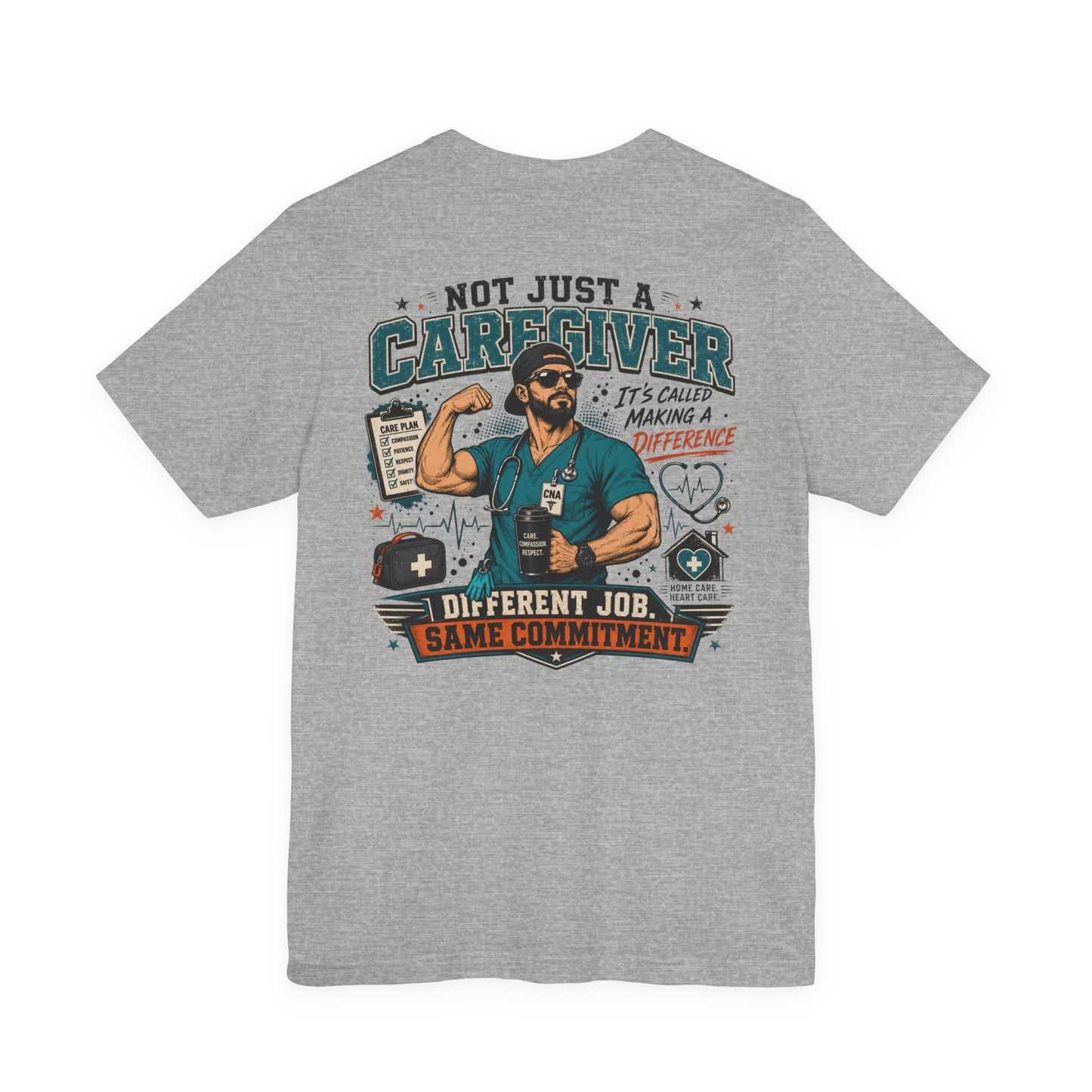 Paramedic T-Shirt – "Not Just a Caregiver" Back Print, Proud Men Health Care