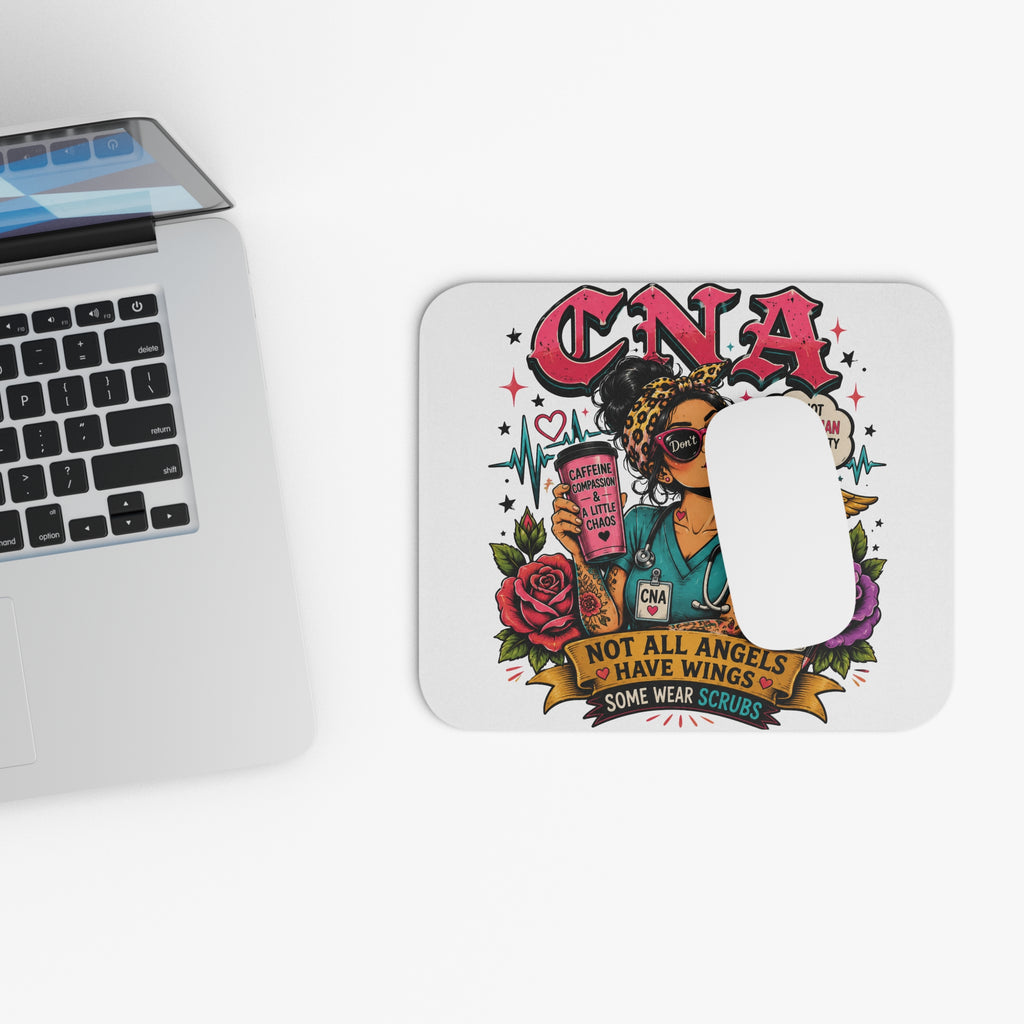 CNA Mouse Pad — "Not All Angels Have Wings, Some Wear Scrubs" Decorative Desk Mat