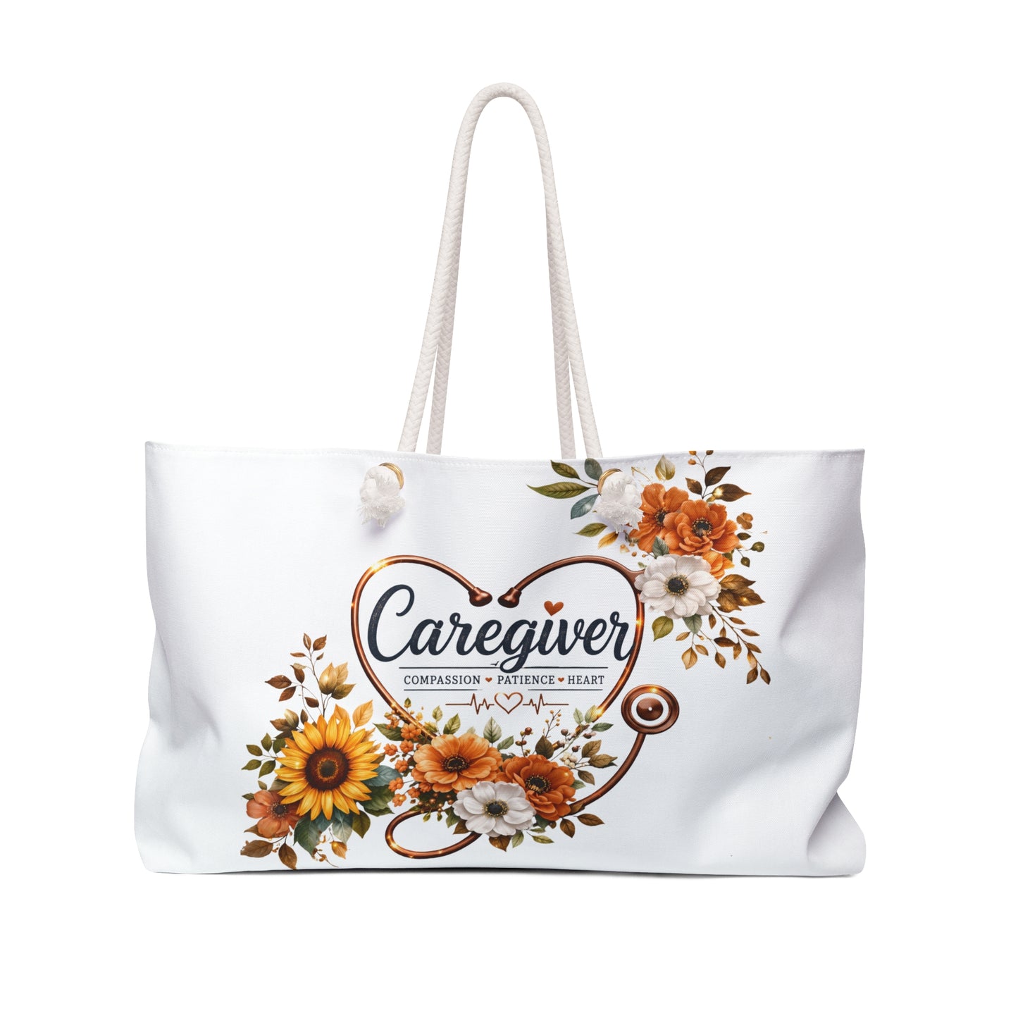 Caregiver Weekender Bag — Floral Heart Design (Compassion • Patience • Heart)