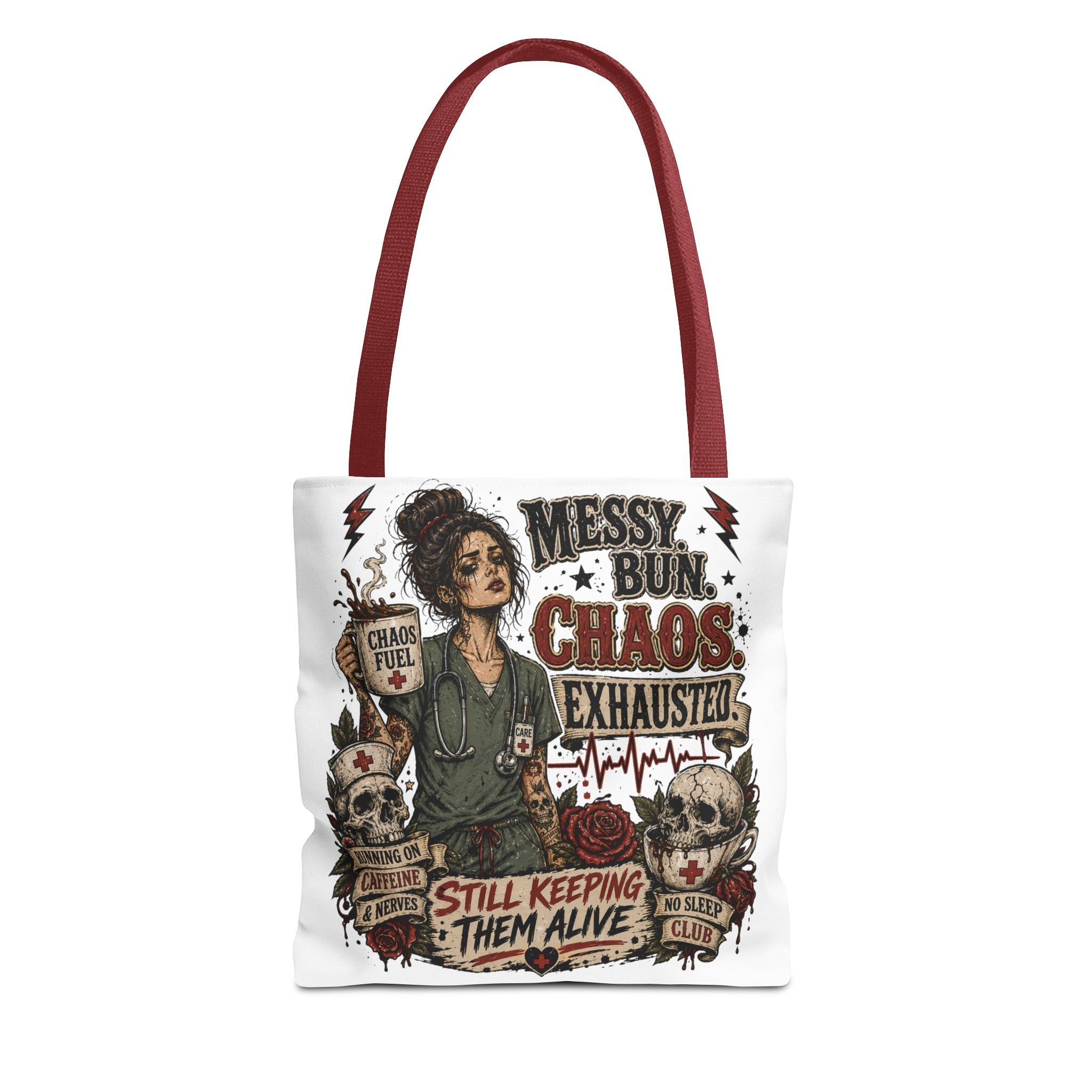 Tote Bag — 'Messy Bun, Chaos, Exhausted'
