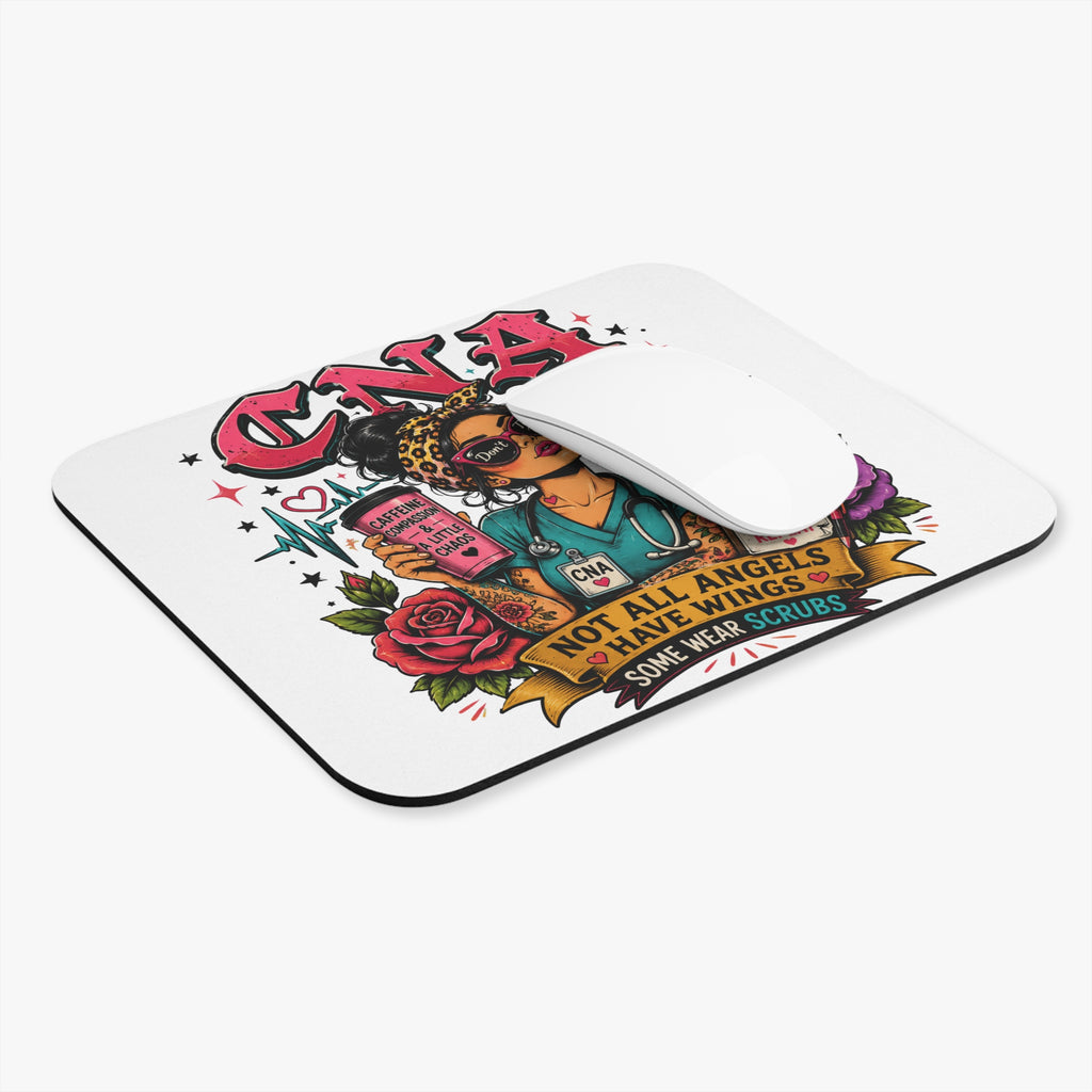 CNA Mouse Pad — "Not All Angels Have Wings, Some Wear Scrubs" Decorative Desk Mat