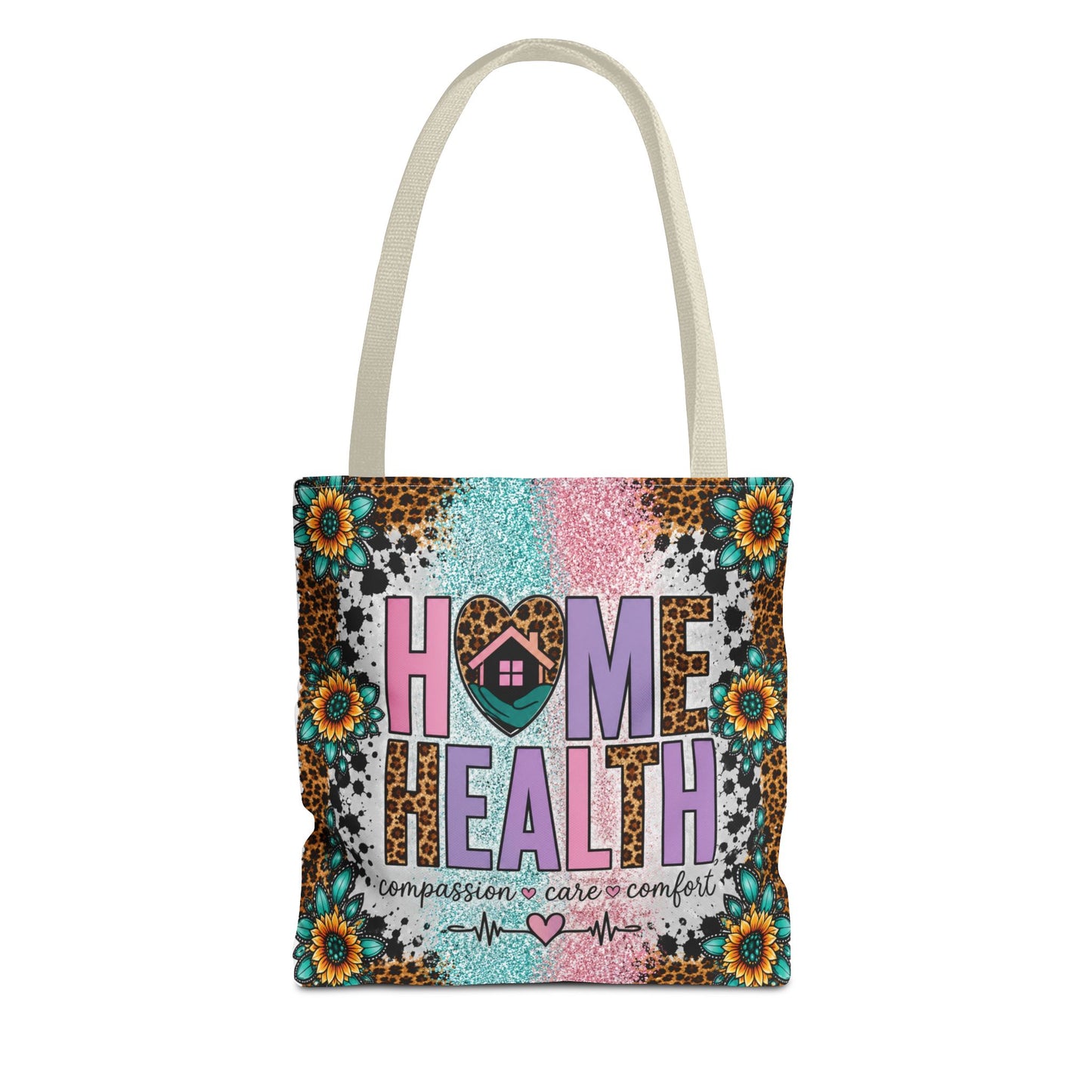 Home Health Tote Bag – 'Compassion • Care • Comfort' Floral Leopard Caregiver Gift