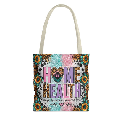 Home Health Tote Bag – 'Compassion • Care • Comfort' Floral Leopard Caregiver Gift
