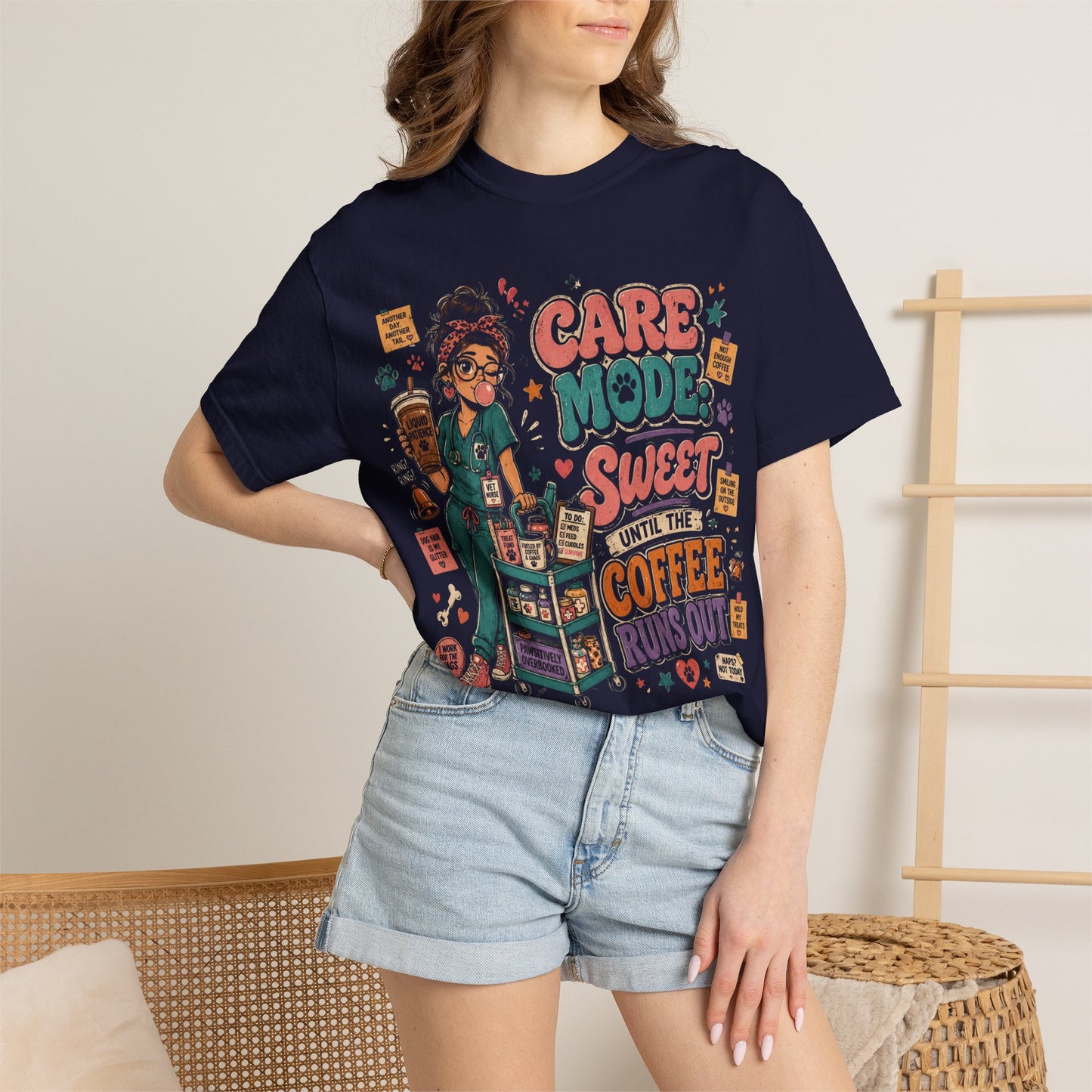 Care Mode Coffee T‑Shirt — "Care Mode: Sweet Until the Coffee Runs Out" Graphic Tee