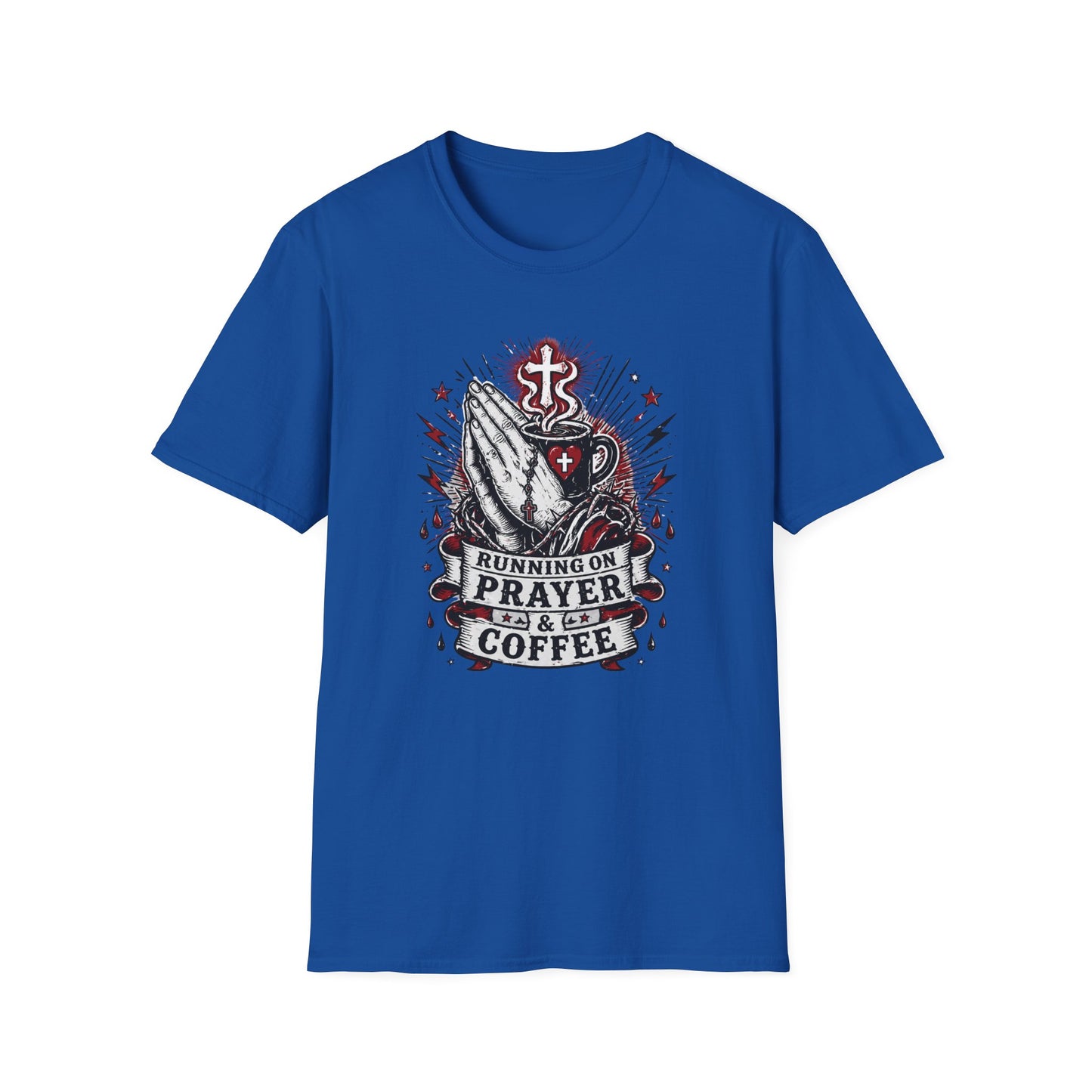 Prayer & Coffee T-Shirt — "Running on Prayer & Coffee" Christian Faith Tee