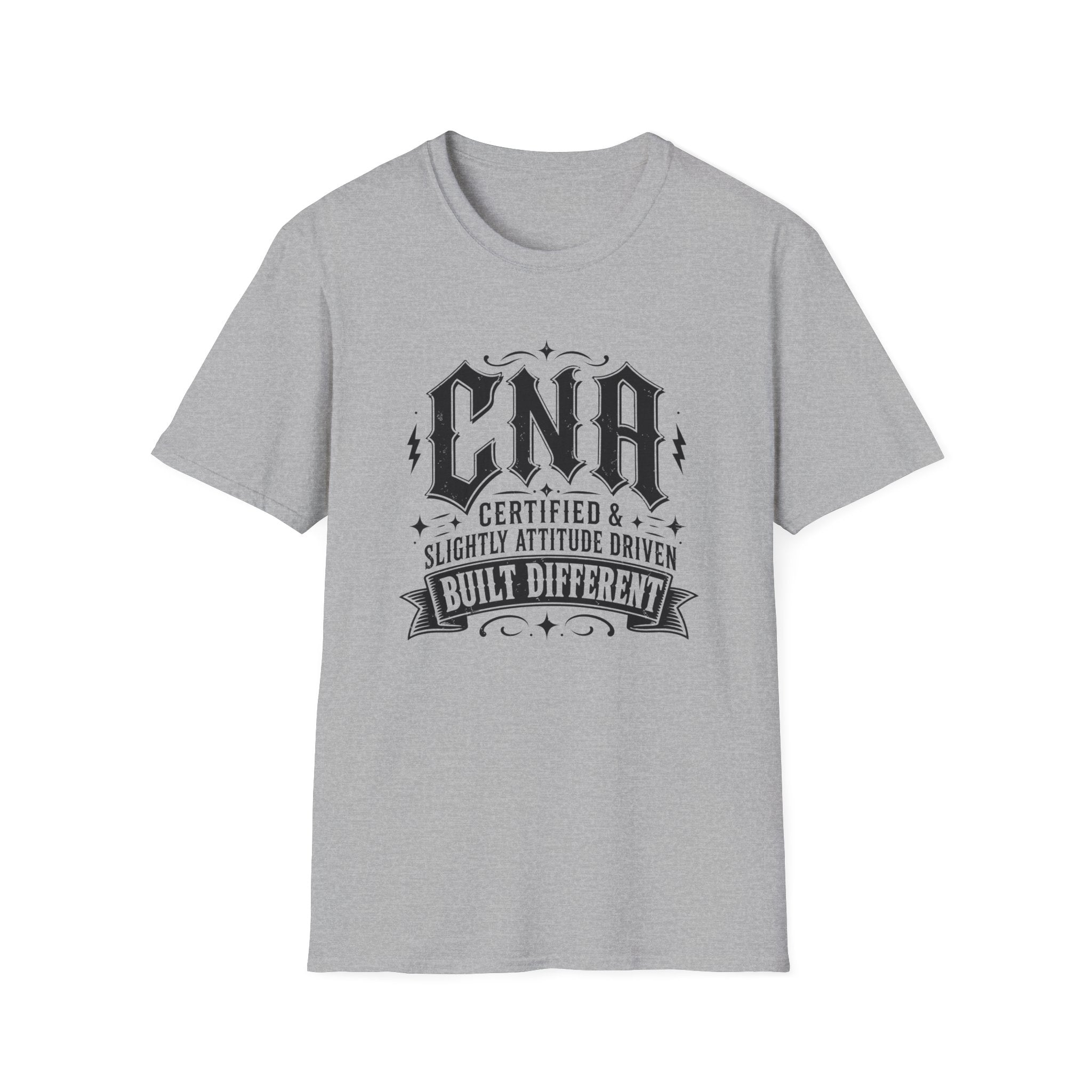 CNA Tee — "Certified & Slightly Attitude Driven, Built Different" Nurse Shirt
