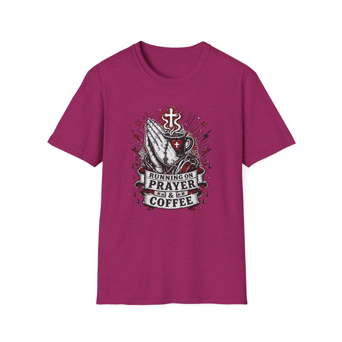 Prayer & Coffee T-Shirt — "Running on Prayer & Coffee" Christian Faith Tee
