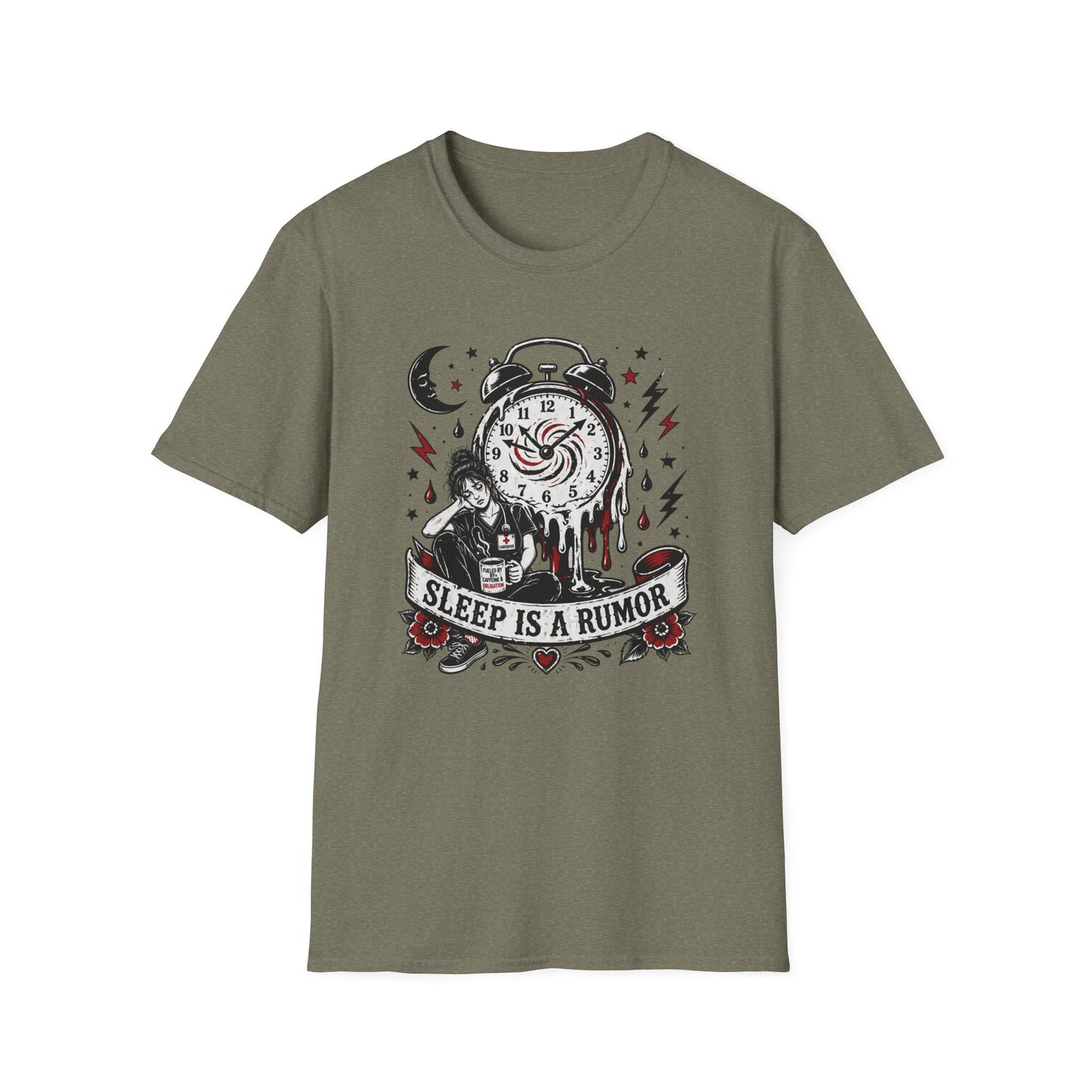 Sleep Is A Rumor T-Shirt – Goth Alarm Clock Graphic Tee