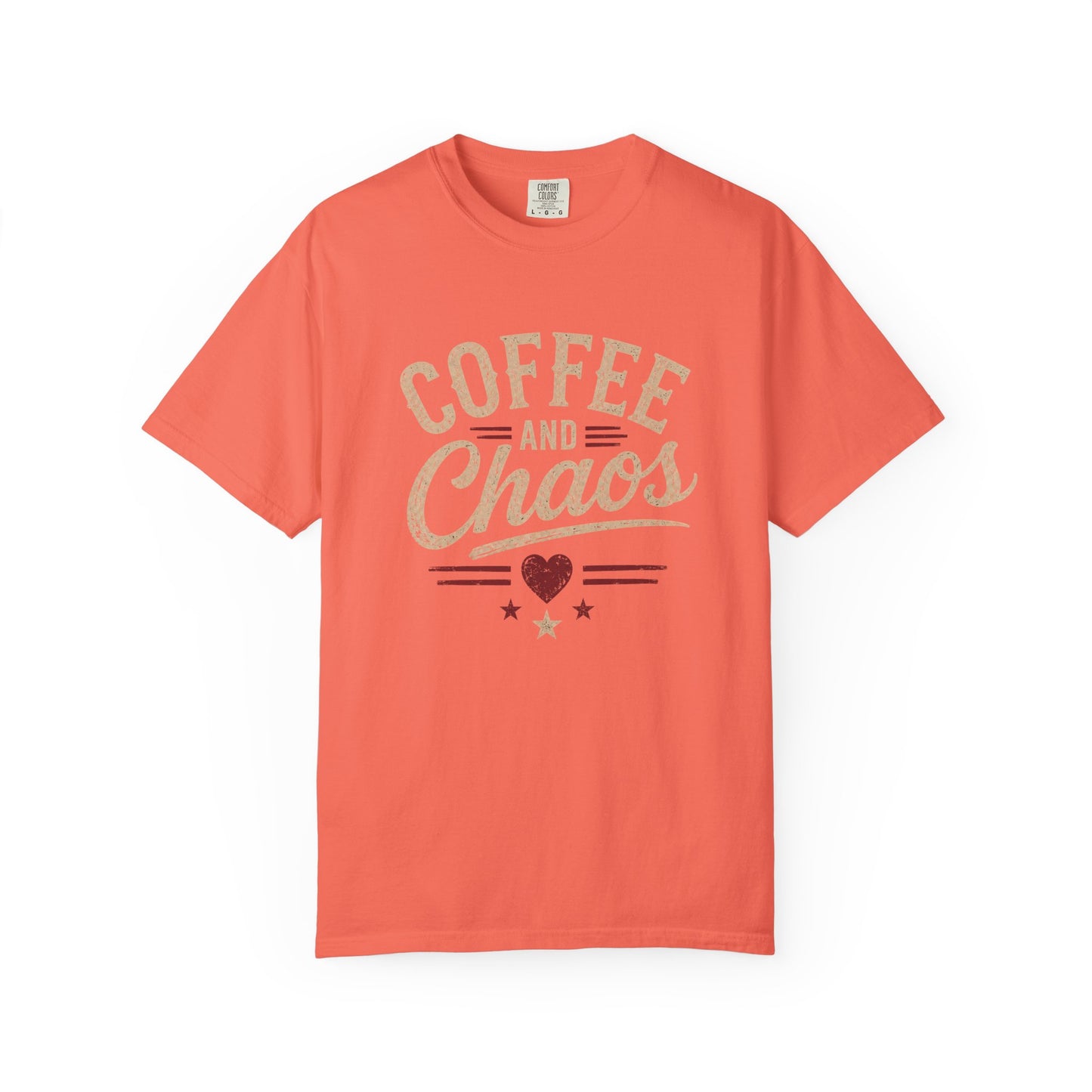 Coffee and Chaos T-Shirt – Vintage Script Graphic Tee for Coffee Lovers