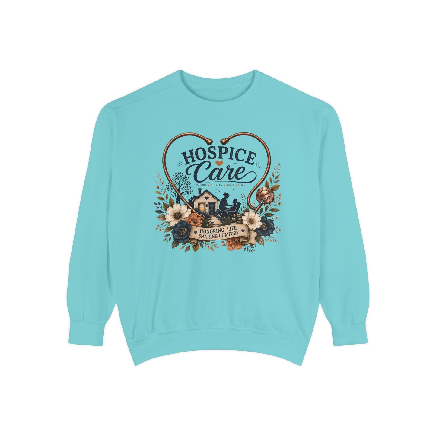 Hospice Care Floral Sweatshirt — Comfort & Compassion Crewneck