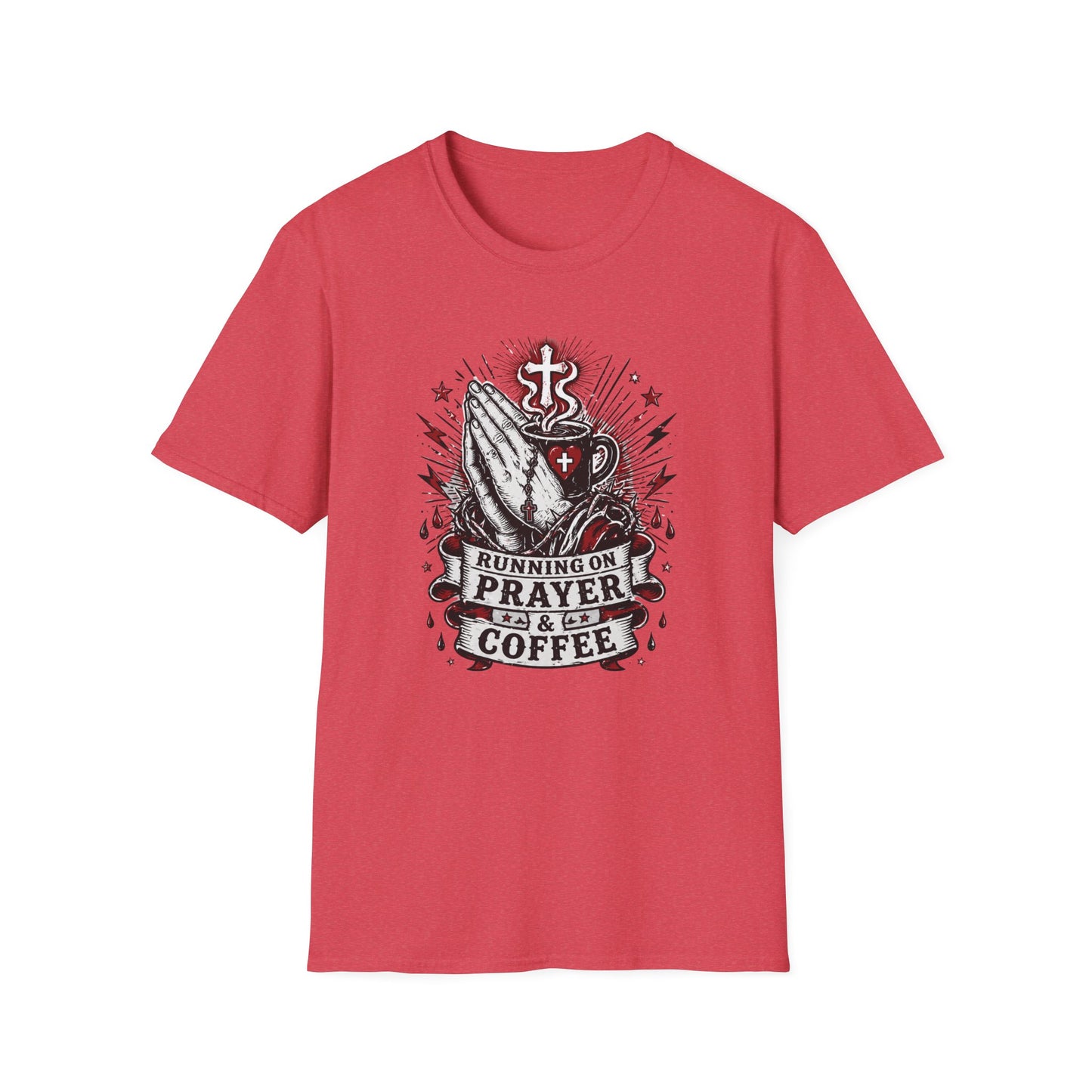 Prayer & Coffee T-Shirt — "Running on Prayer & Coffee" Christian Faith Tee