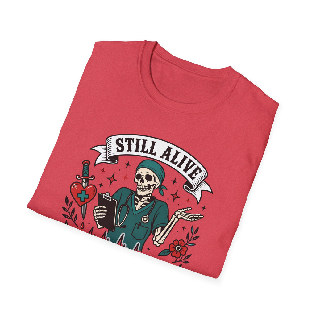 Still Alive Skeleton T-Shirt — "Still Alive You're Welcome" Graphic Tee