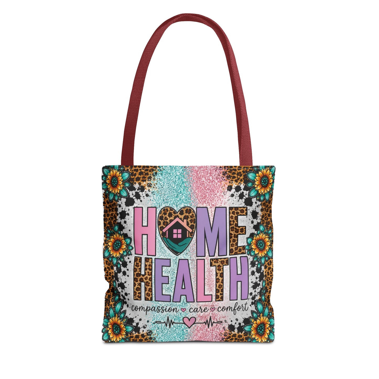 Home Health Tote Bag – 'Compassion • Care • Comfort' Floral Leopard Caregiver Gift